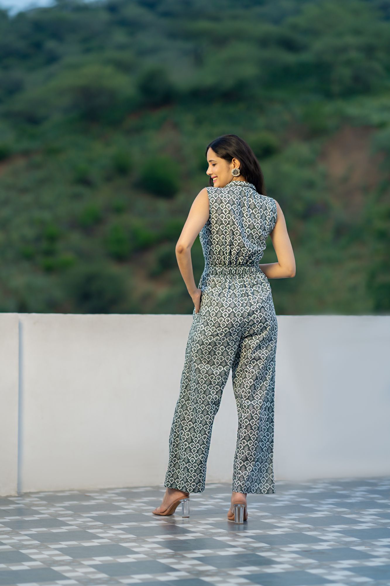 CHIC GREY COTTON JUMPSUIT