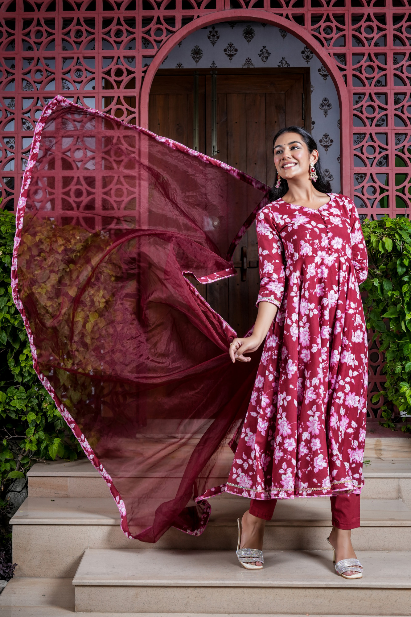 MANIKA MAROON COTTON FLAIR