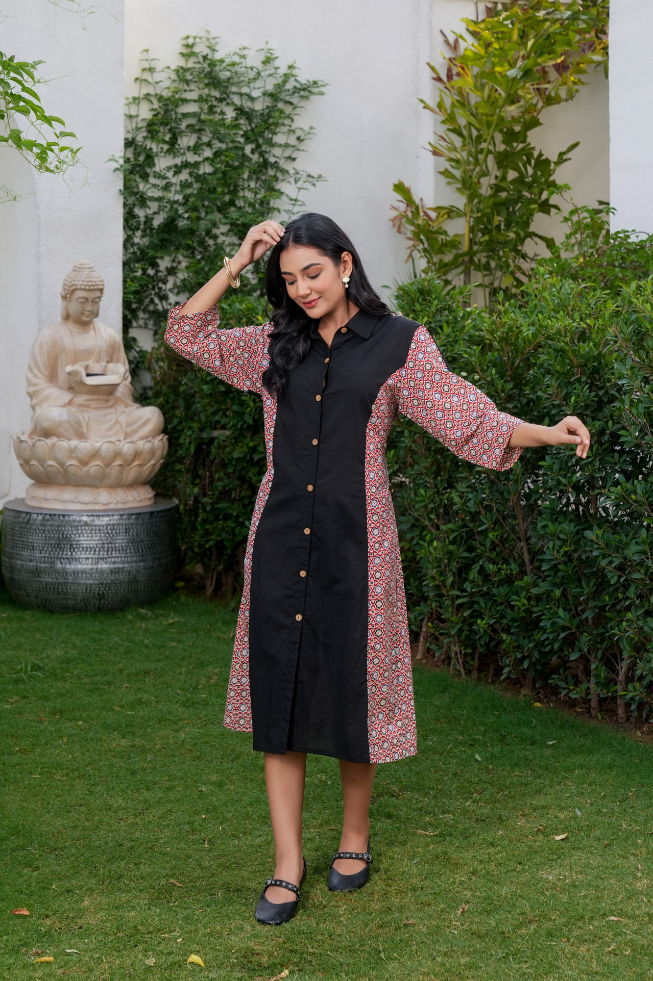 SHINE BLACK COTTON DRESS