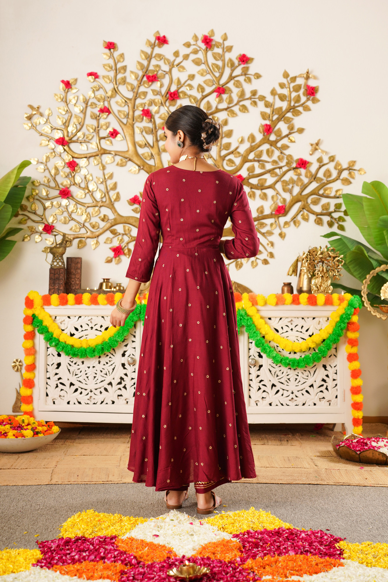 RAYZARA WINE ANARKALI SET