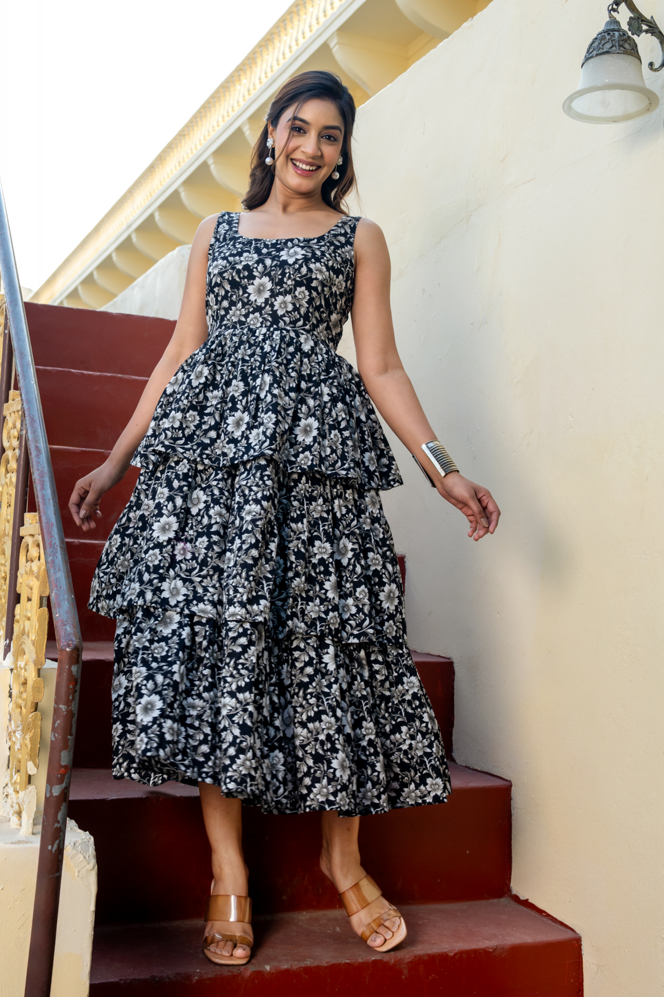 PHOOLWARI NOIR COTTON DRESS