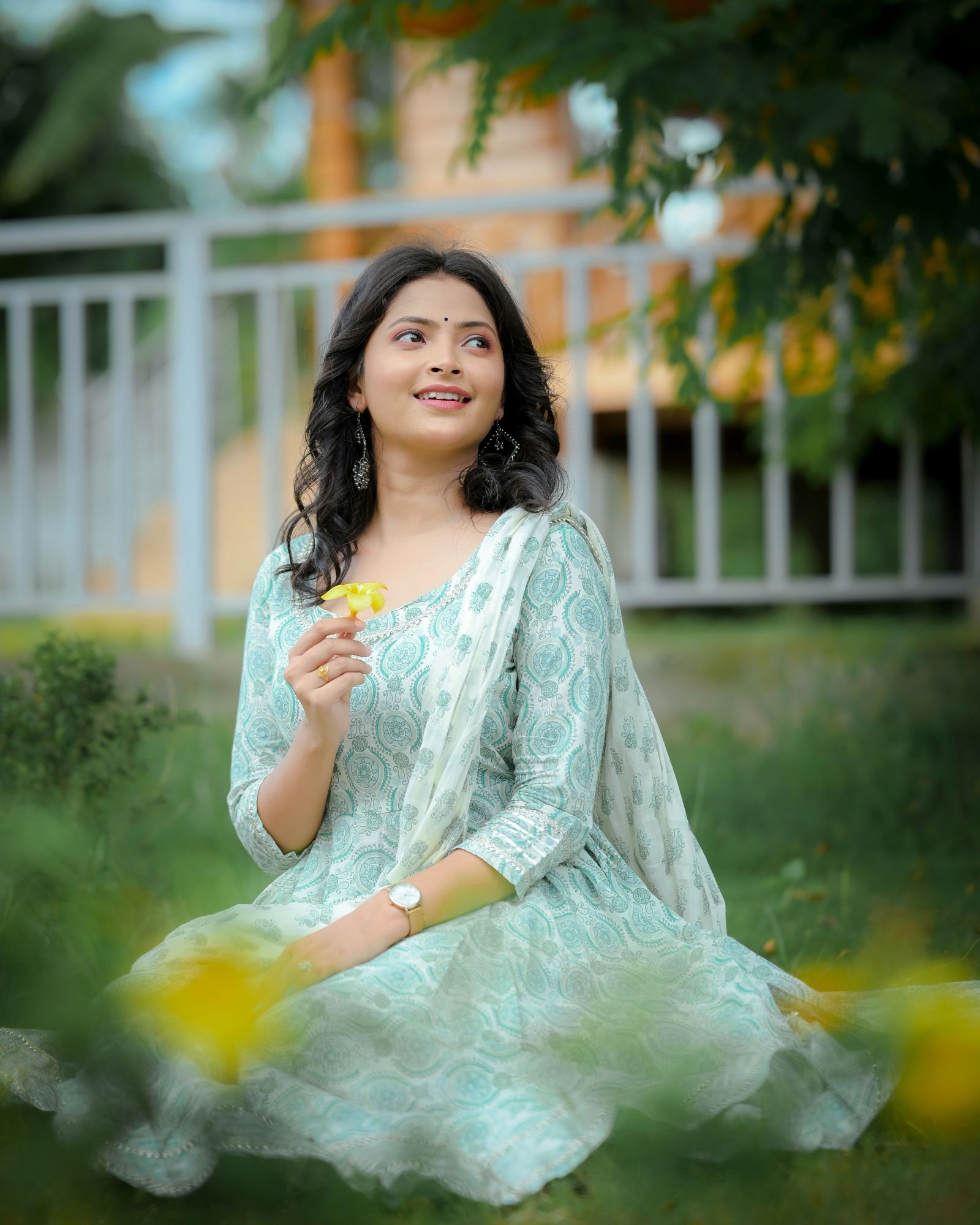 GREEN PRINTED GOTA SUIT SET