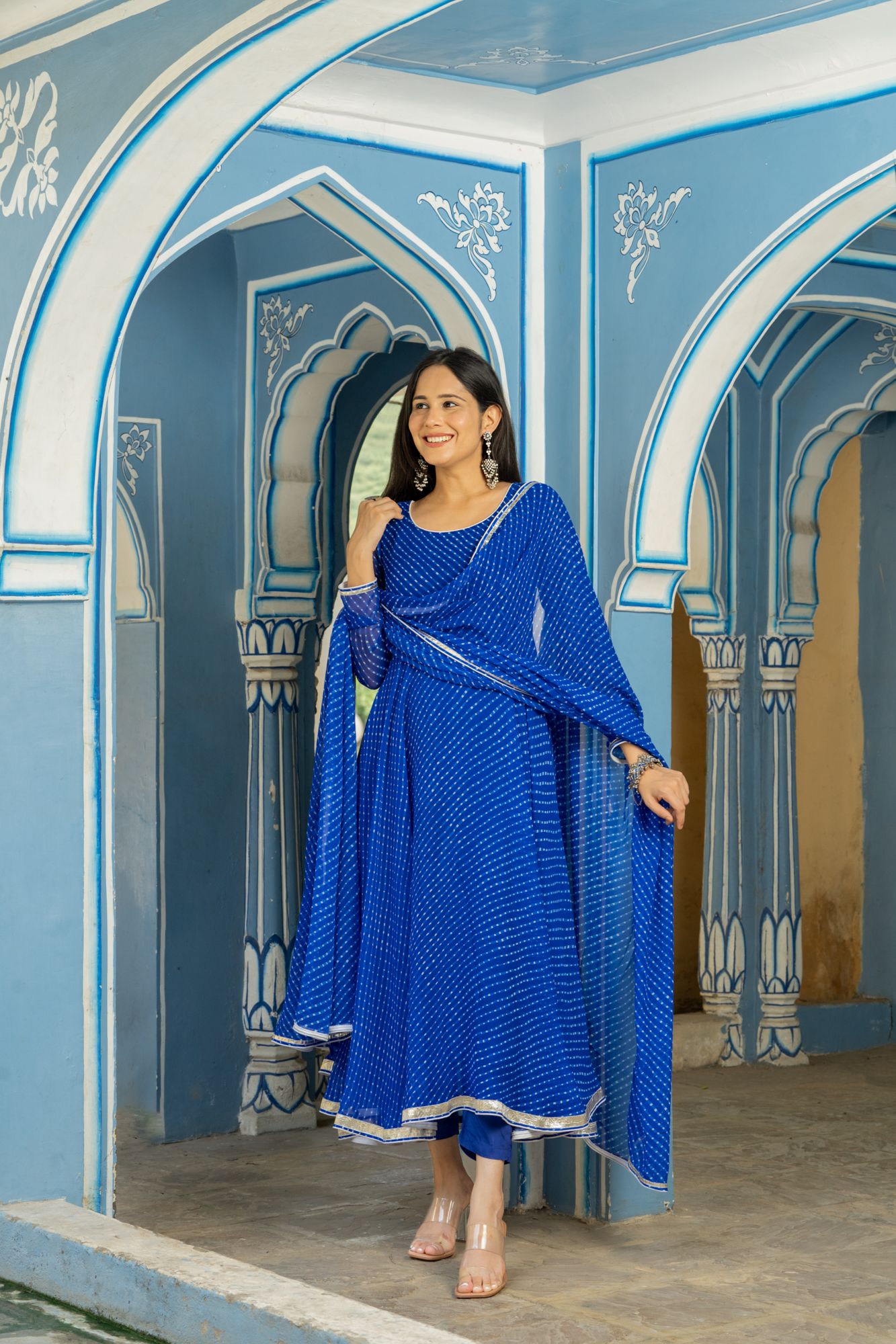 SAPPHIRE GEORGETTE LEHERIYA SUIT SET