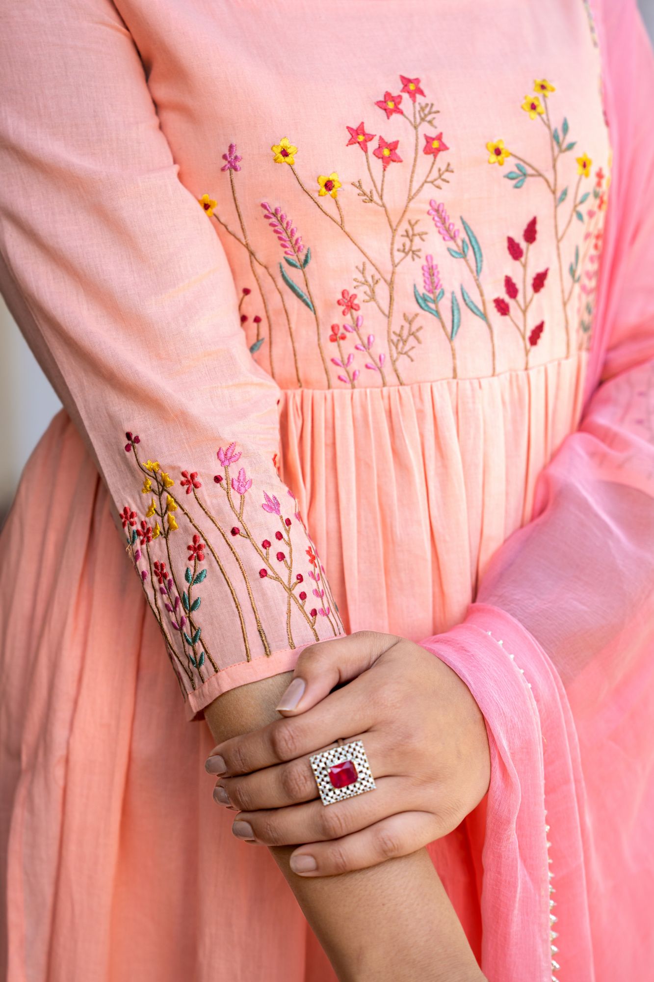 BLOSSOM COTTON EMBROIDERY KURTA SET