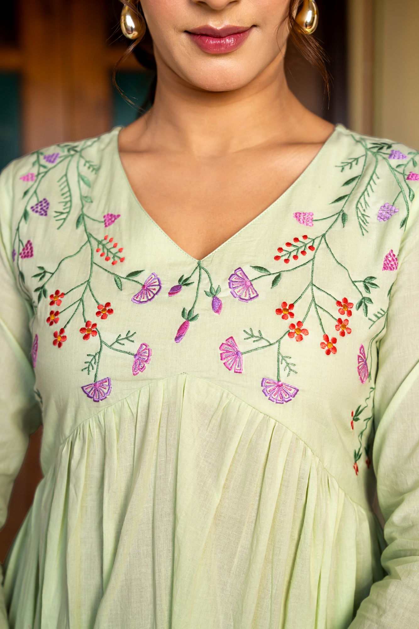 OLIVIA COTTON EMBROIDERY KURTA SET