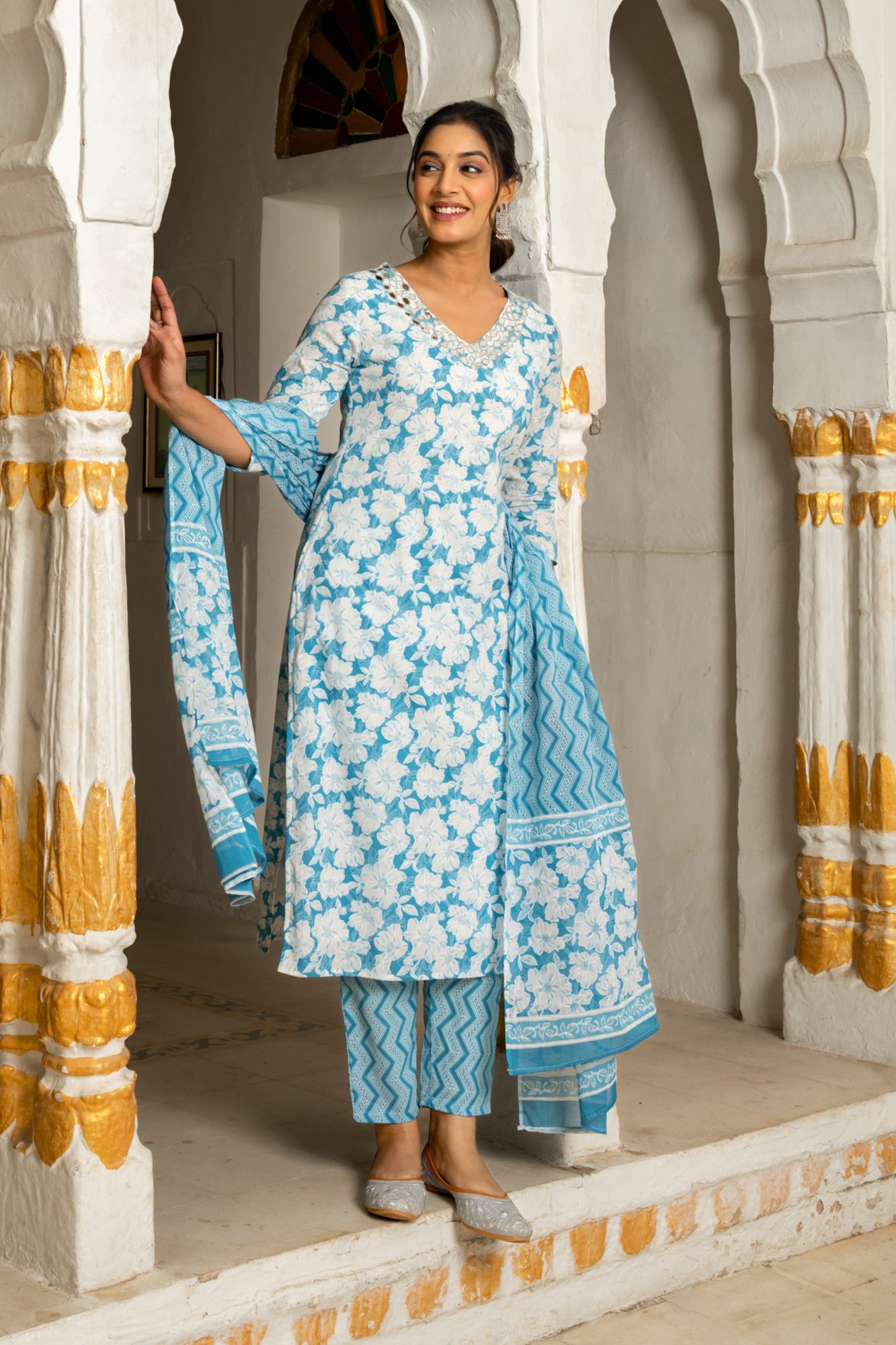 TARINI EMBROIDERY COTTON KURTA SET