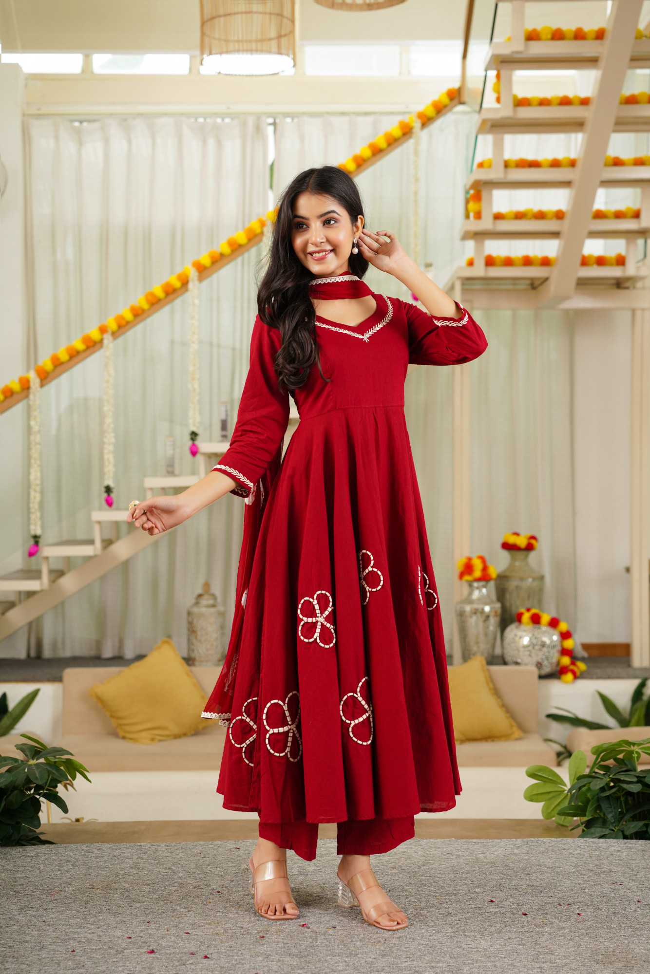 AURRA EMBROIDERED ANARKALI SET