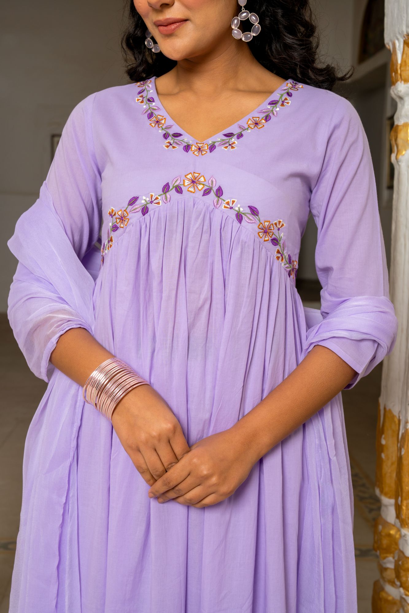 LAVIKA COTTON EMBROIDERY KURTA SET