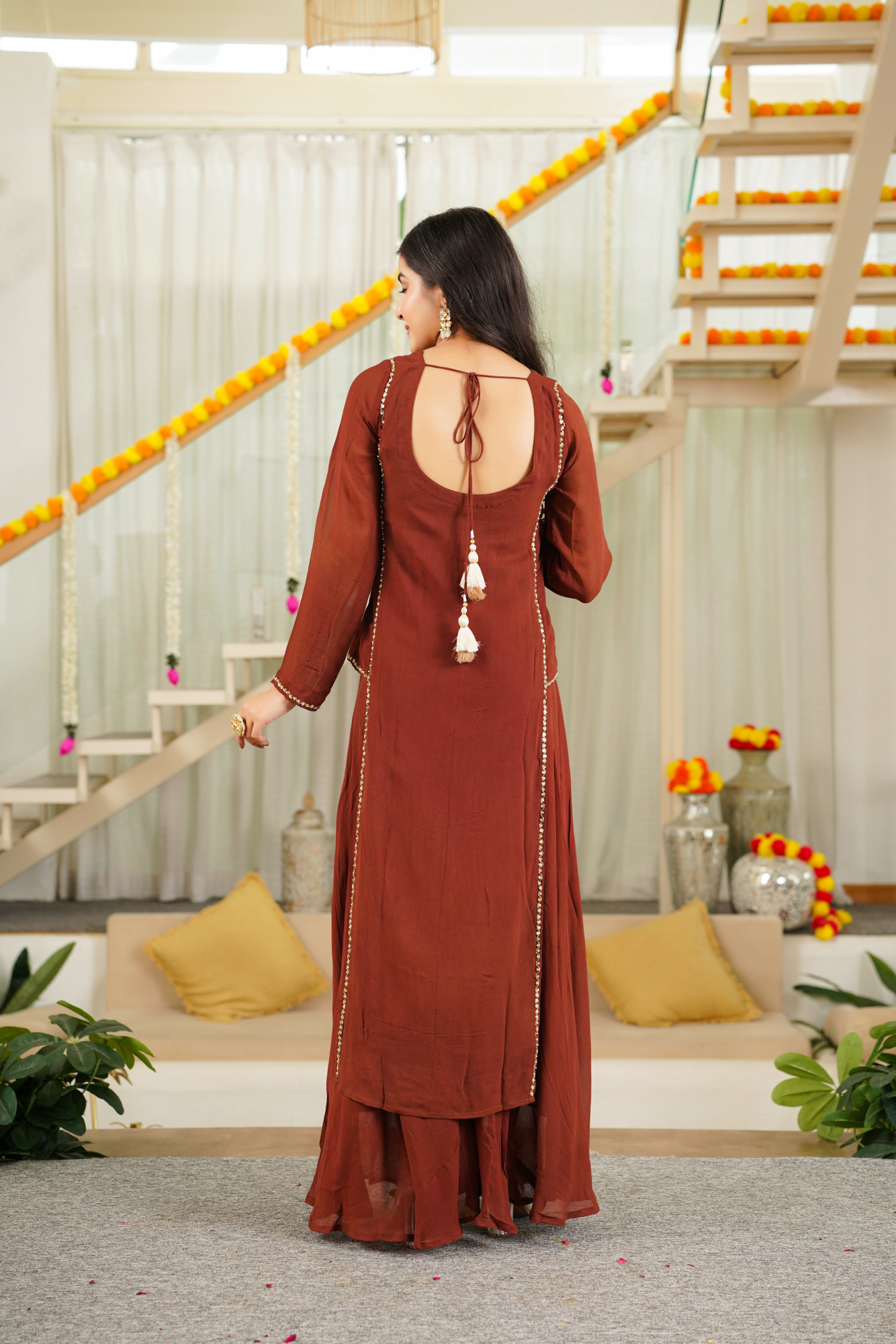 ELEGANT BROWN SHARARA SET