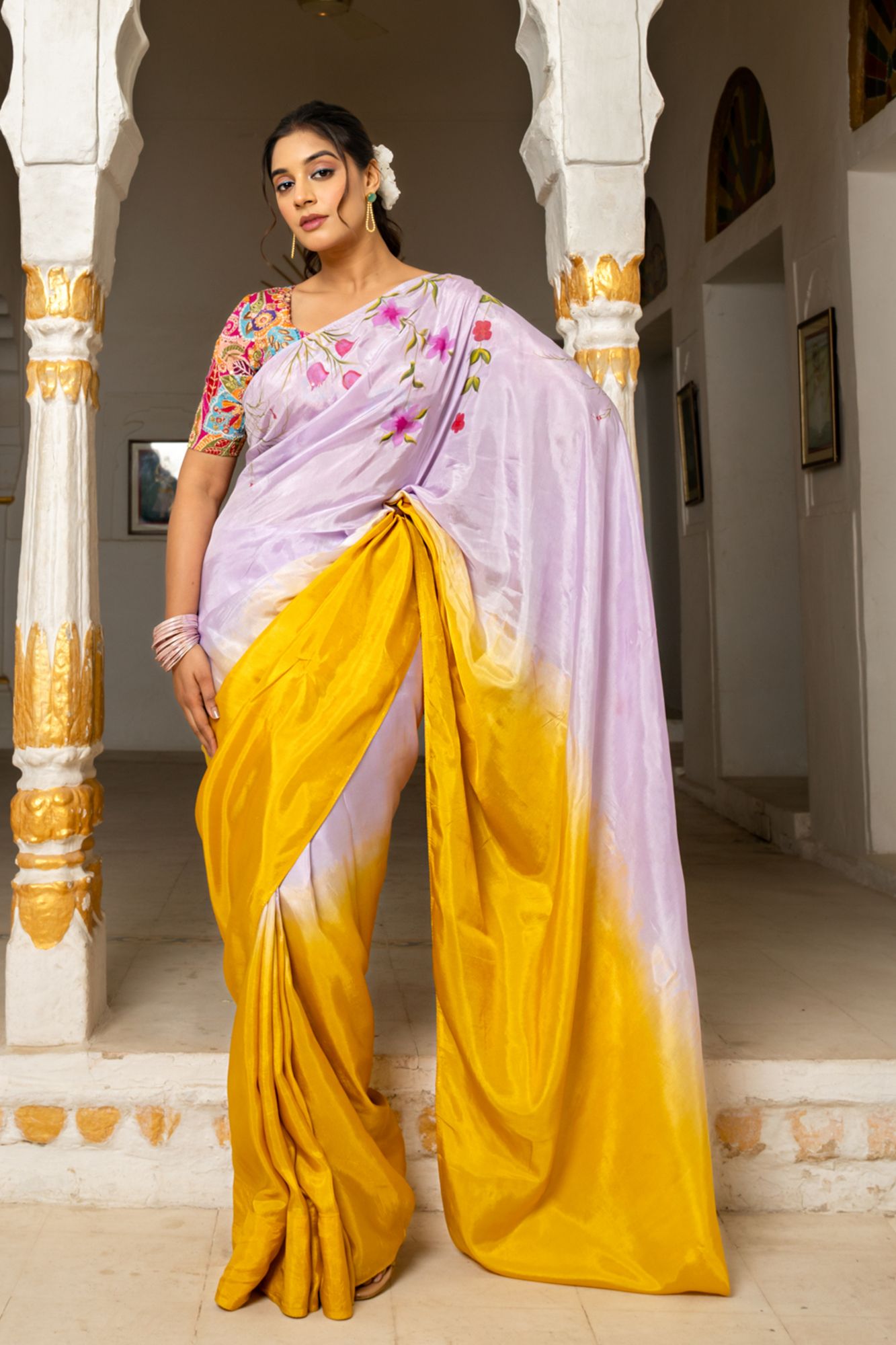 RANGVI SILK HAND-PAINTED SAREE