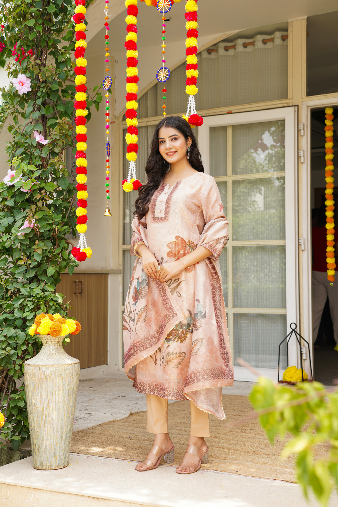 BEIGE GRACE JUTE KURTA SET