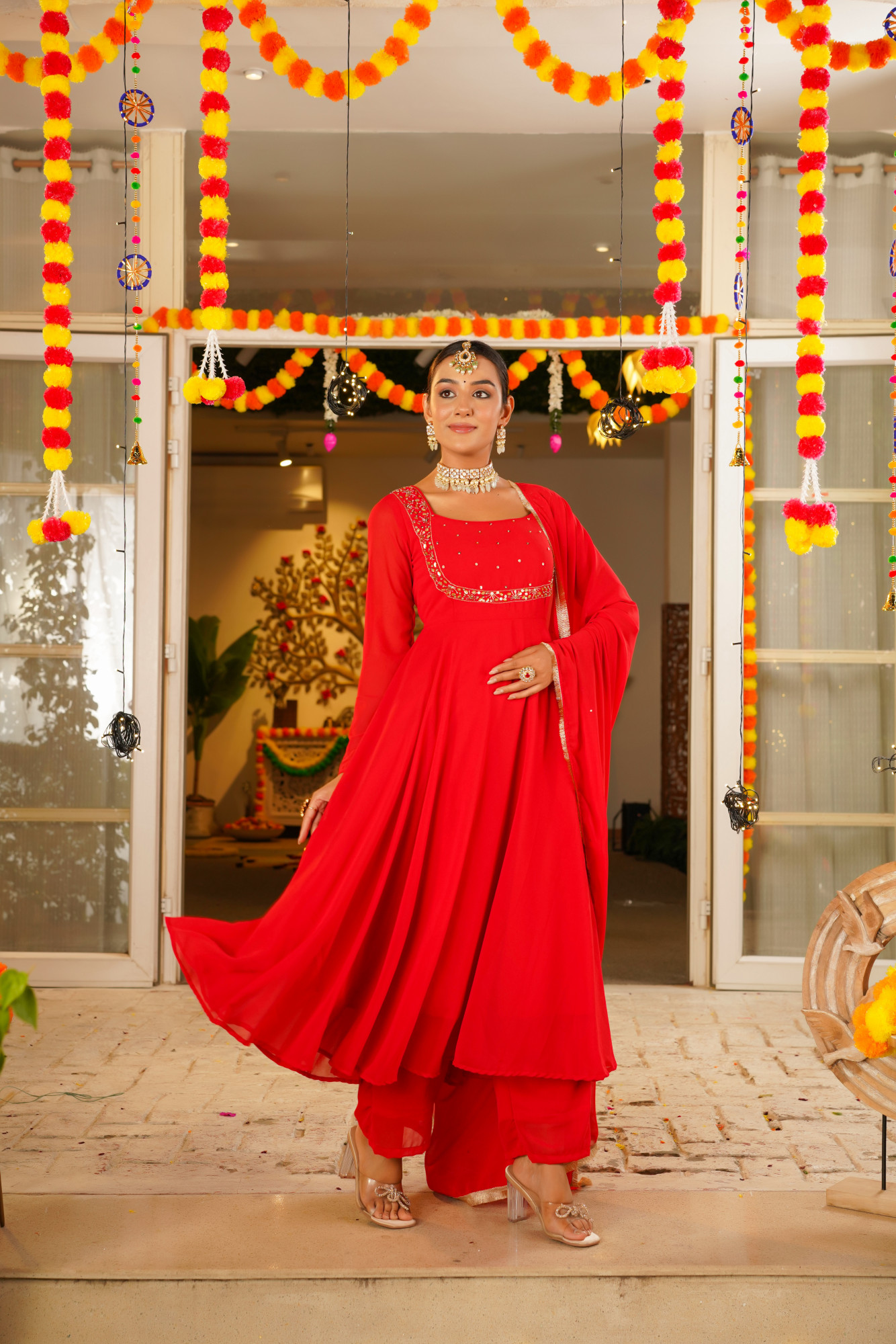 RED ROYALE ANARKALI SET