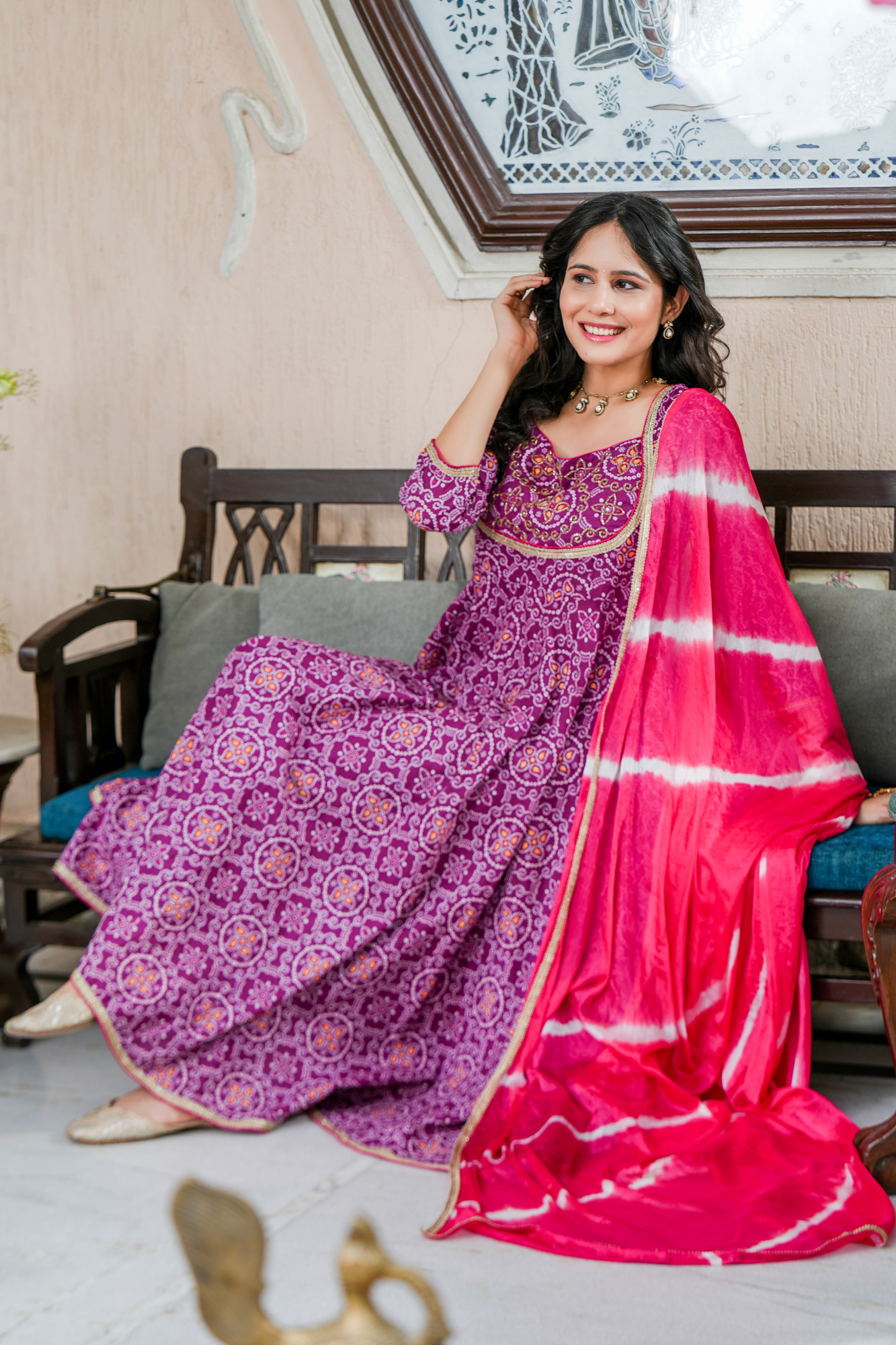 LAVANYA PURPLE BANDHANI COTTON SUIT SET