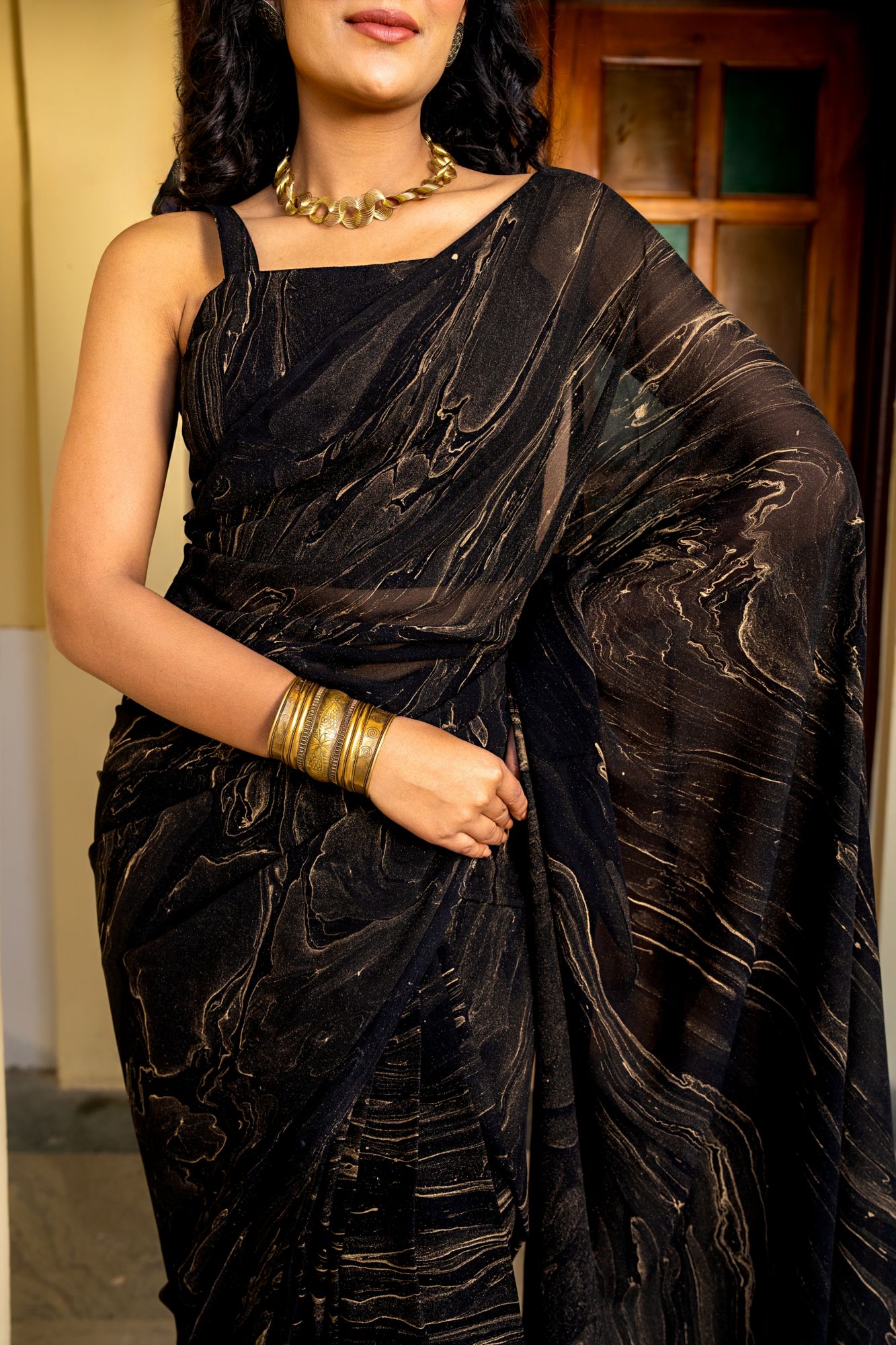 MIDNIGHT MARBLE GEORGETTE SAREE