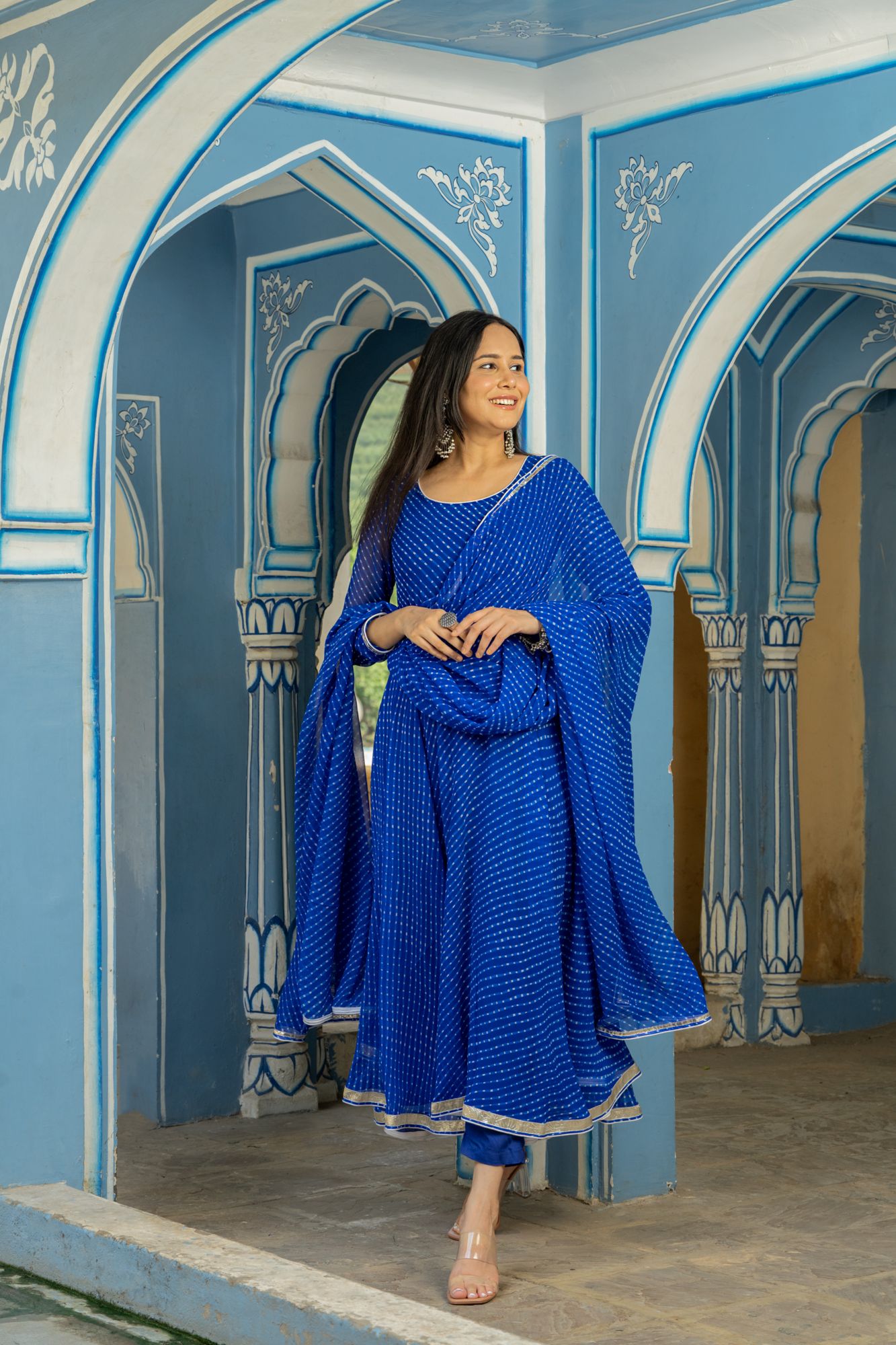 SAPPHIRE GEORGETTE LEHERIYA SUIT SET