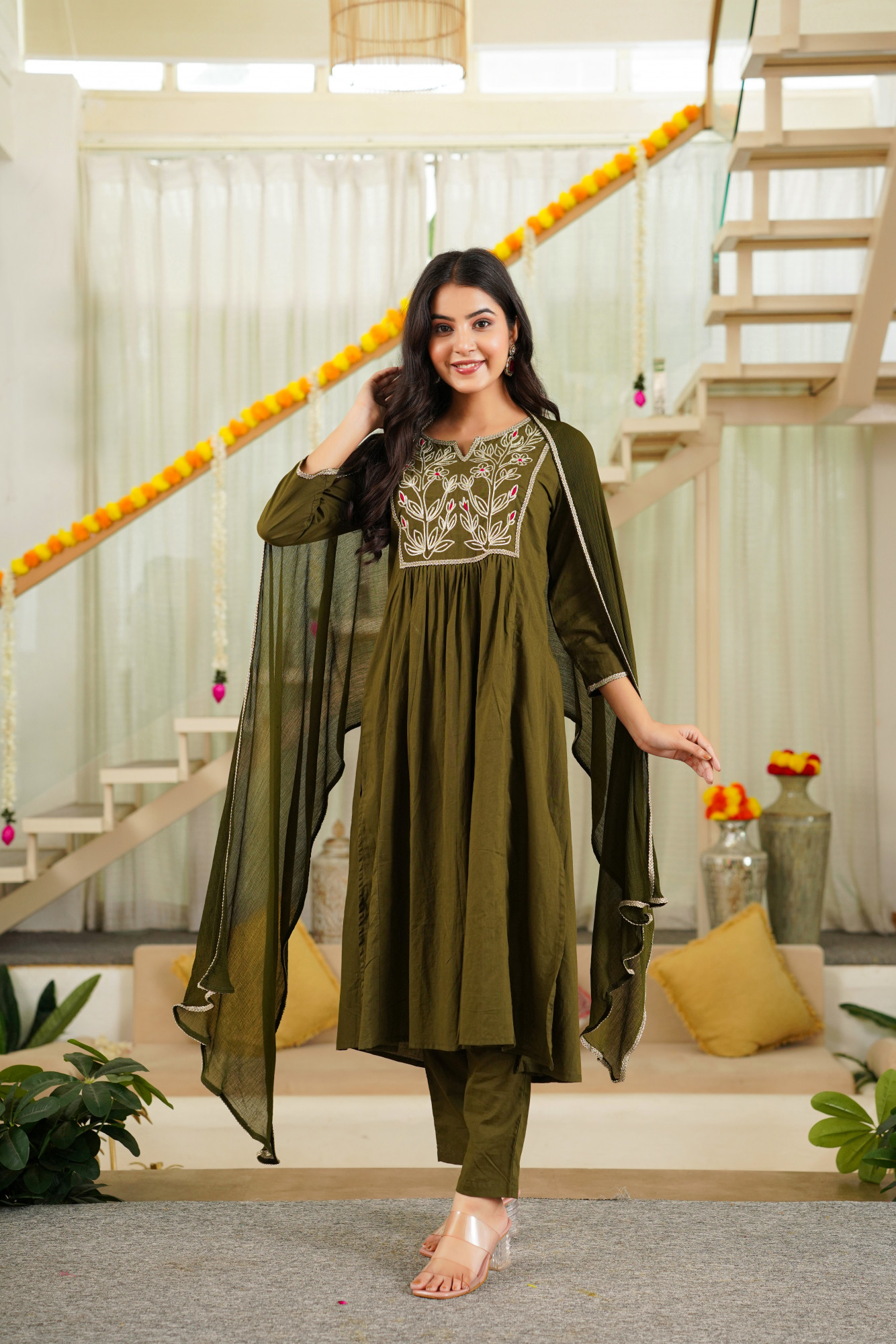 OLIVE DORI KURTA SET