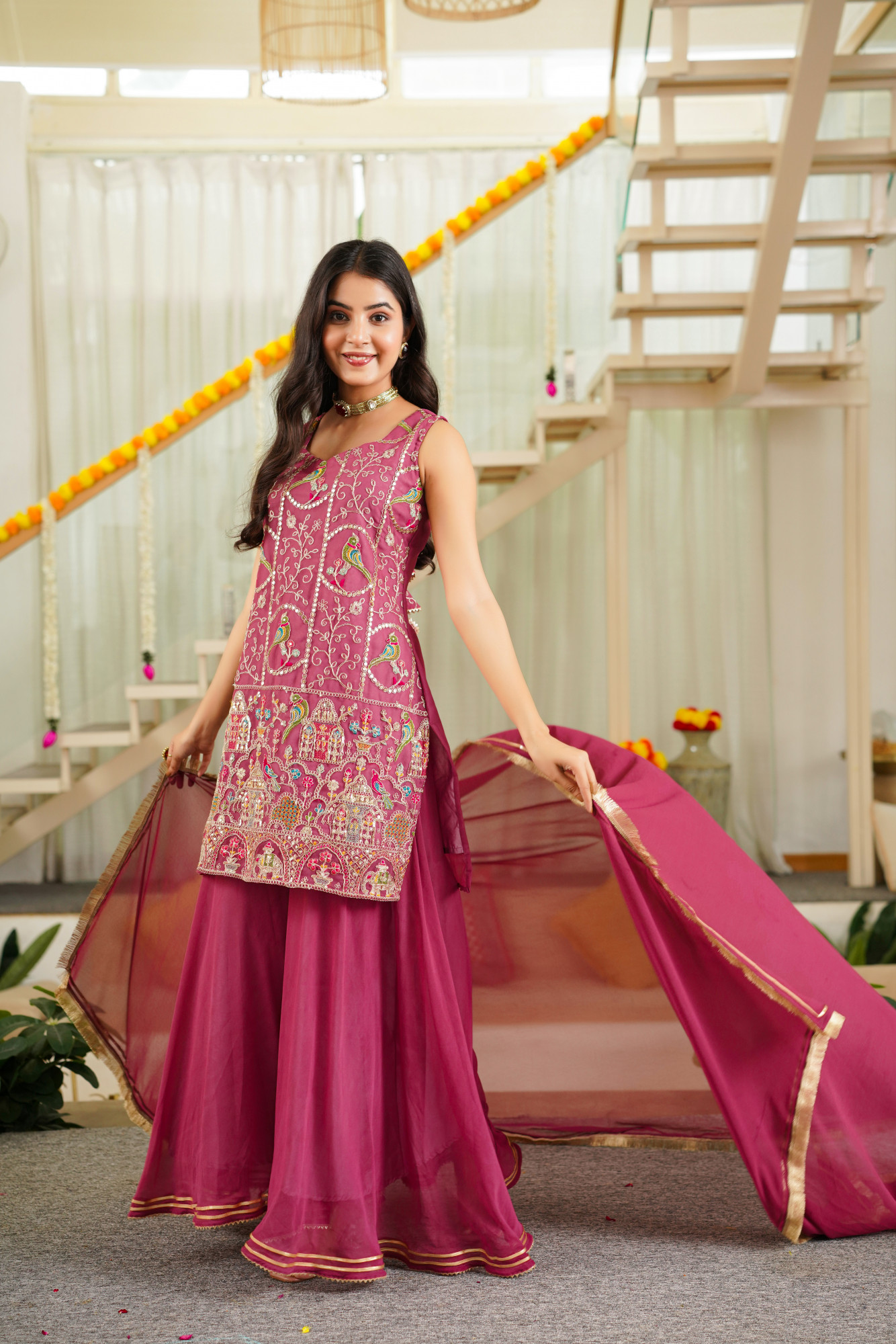 FLEURA MAUVE SHARARA SET