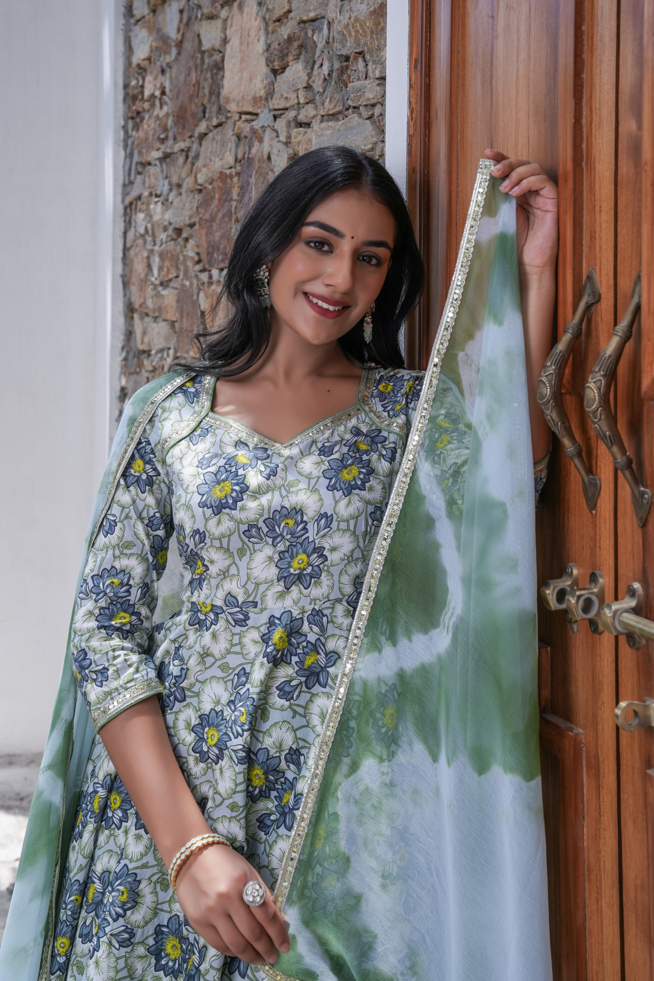 PHOOLWARI SKY BLOOM COTTON ANARKALI