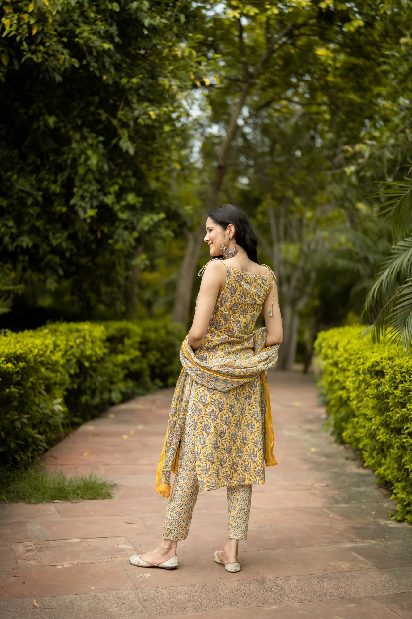 YELLOW COTTON CASUAL KURTA SET