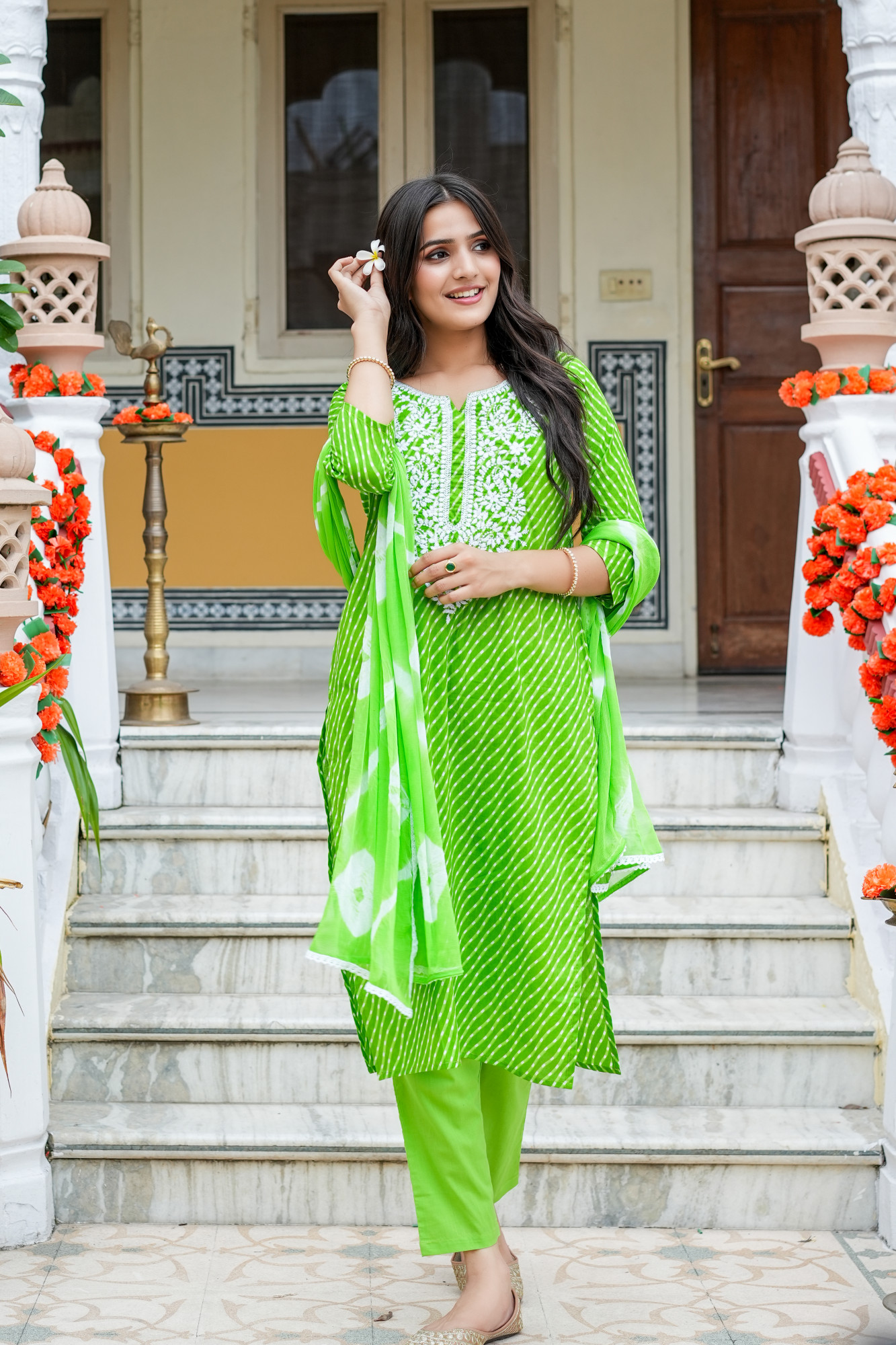 MEHR EMBROIDERED FRESH GREEN KURTA SET
