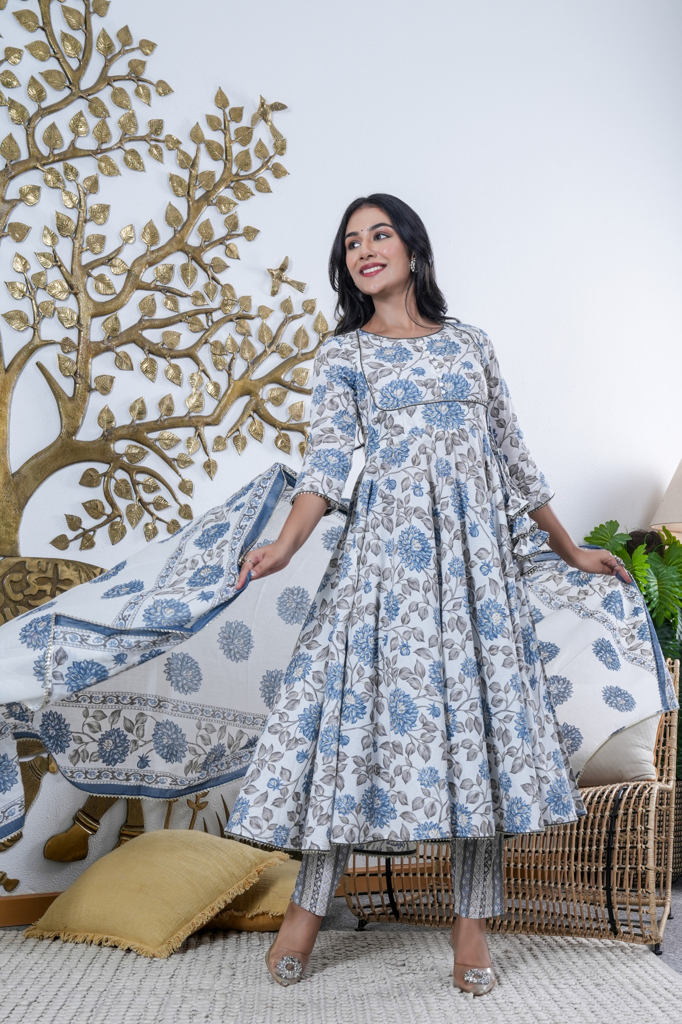 NEEL BUTI PRINTED COTTON SET