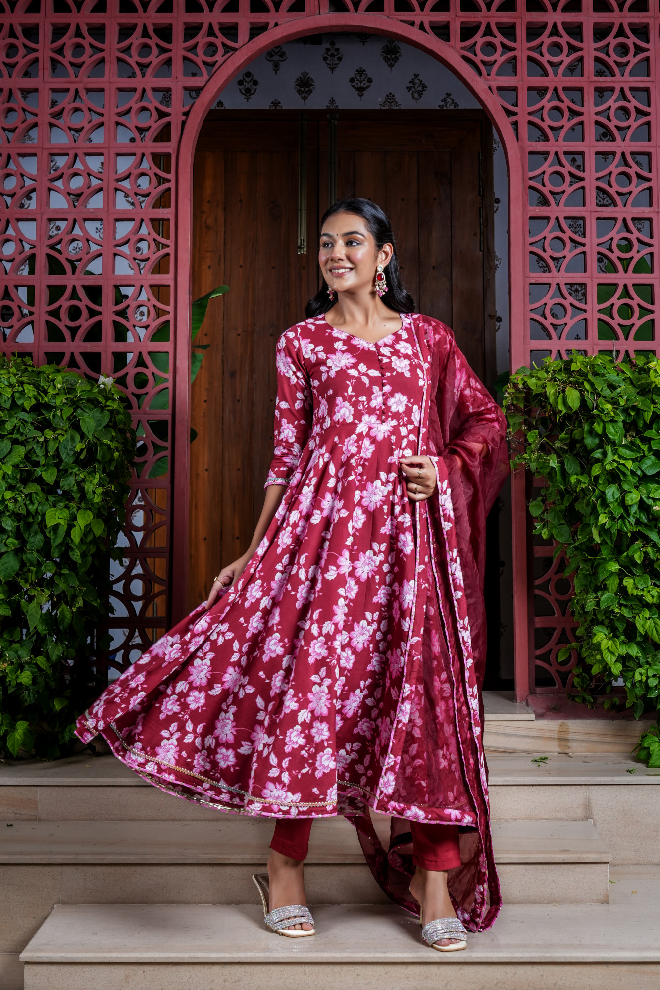 MANIKA MAROON COTTON FLAIR