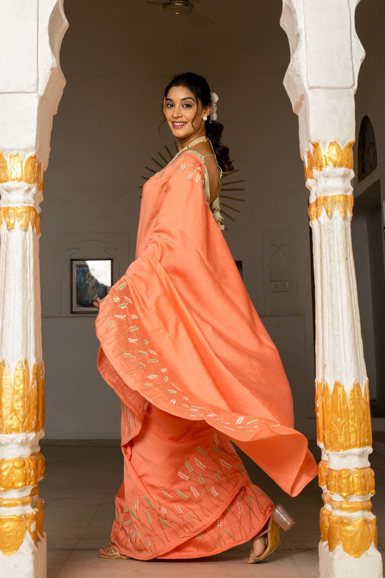 MAHIRA CHANDERI EMBROIDERY SAREE