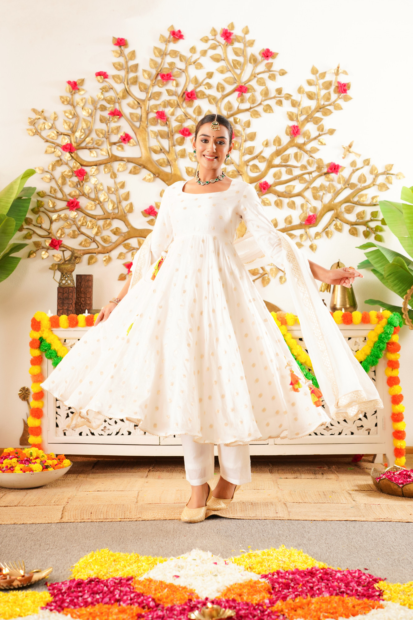 VIORA EMBROIDERED SILK ANARKALI SET