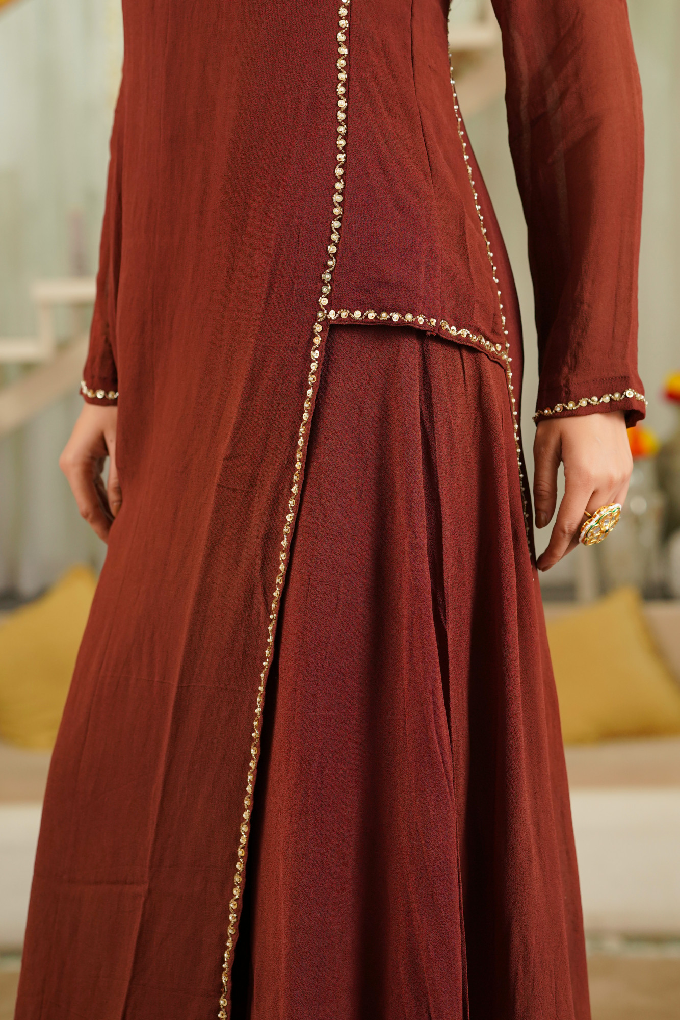 ELEGANT BROWN SHARARA SET