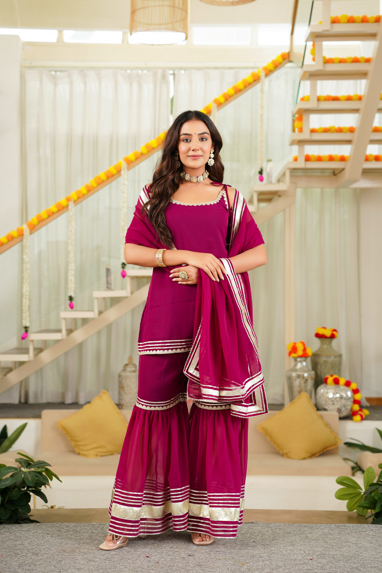 CLARA WINE SHARARA SET