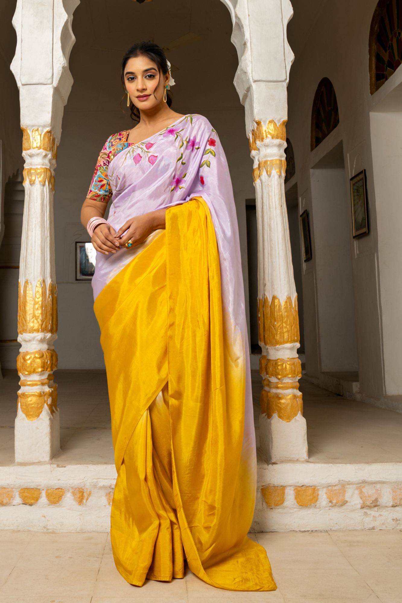 RANGVI SILK HAND-PAINTED SAREE