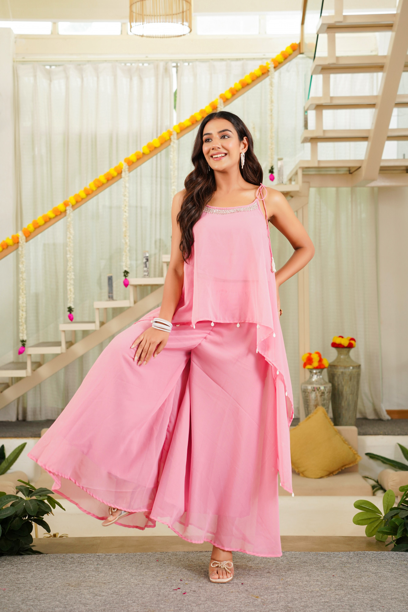 FLOYRA PINK SHARARA SET