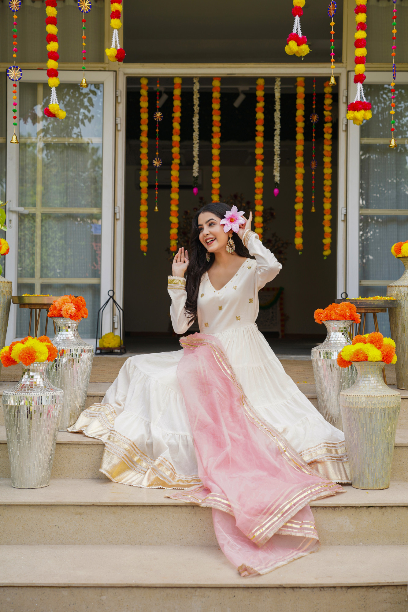 PEARL BLUSH ANARKALI SET