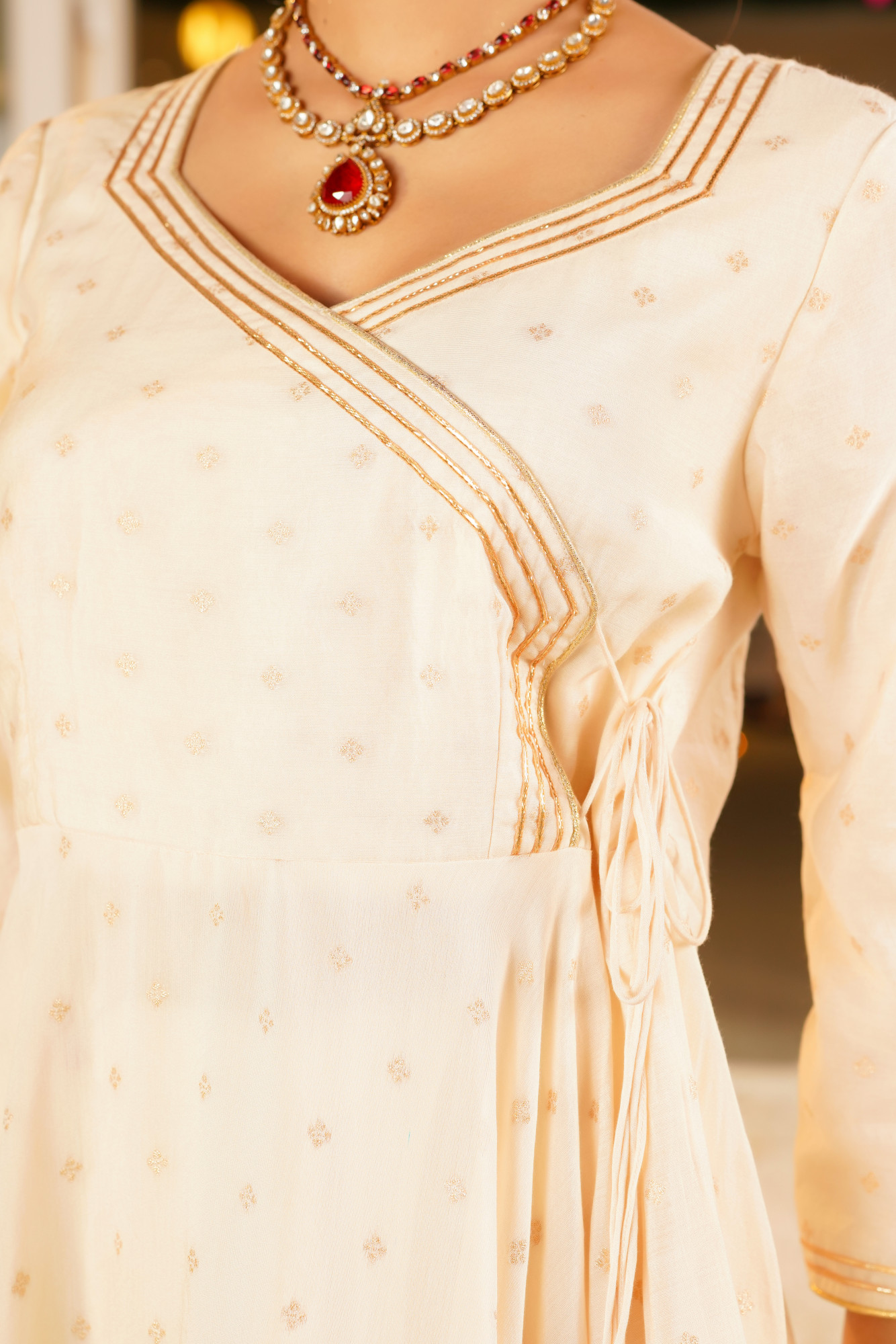 GLOWRA CREWAM CHANDERI ANARKALI SET