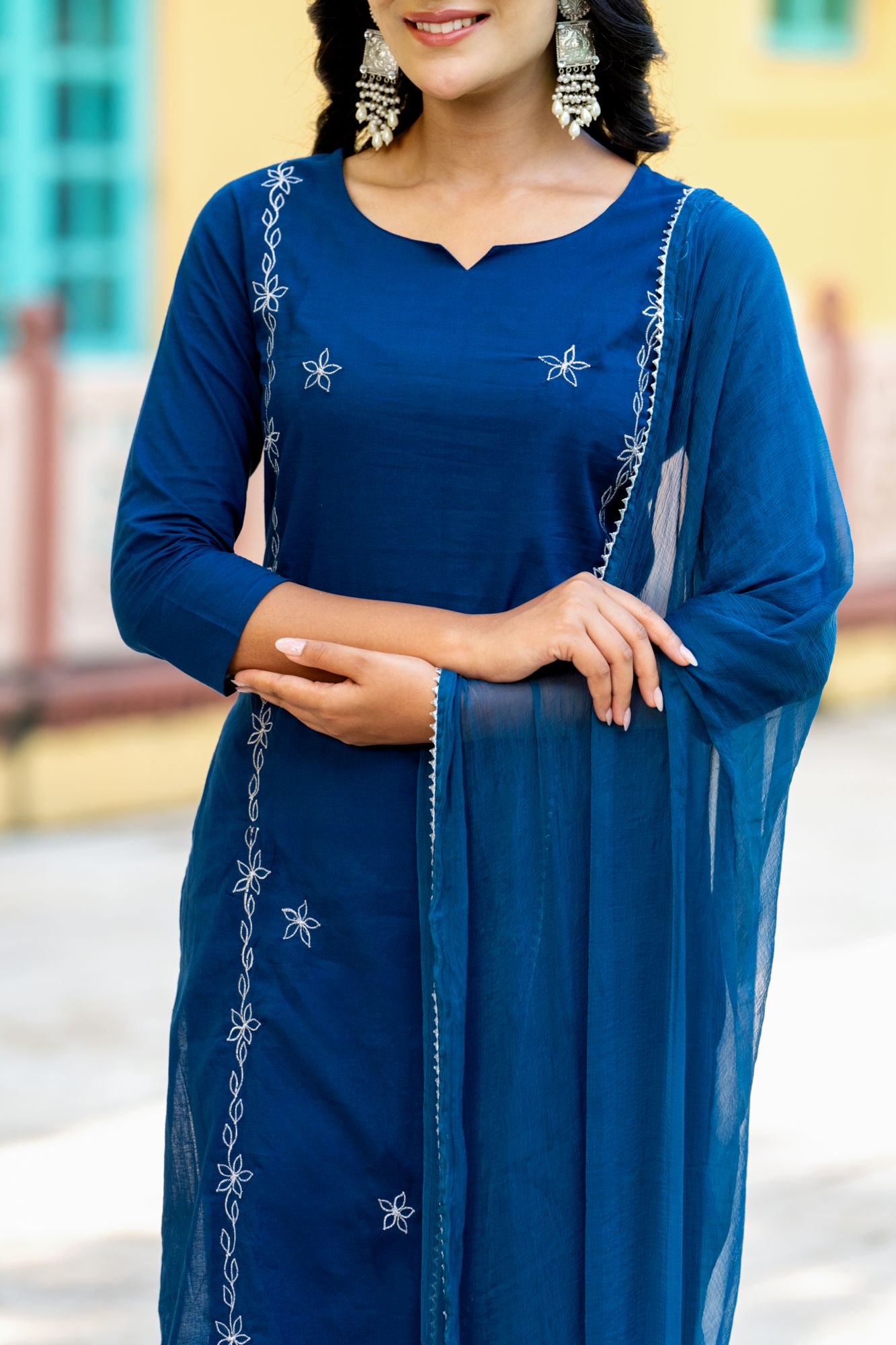 TEAL CHARM ZARI KURTA SET