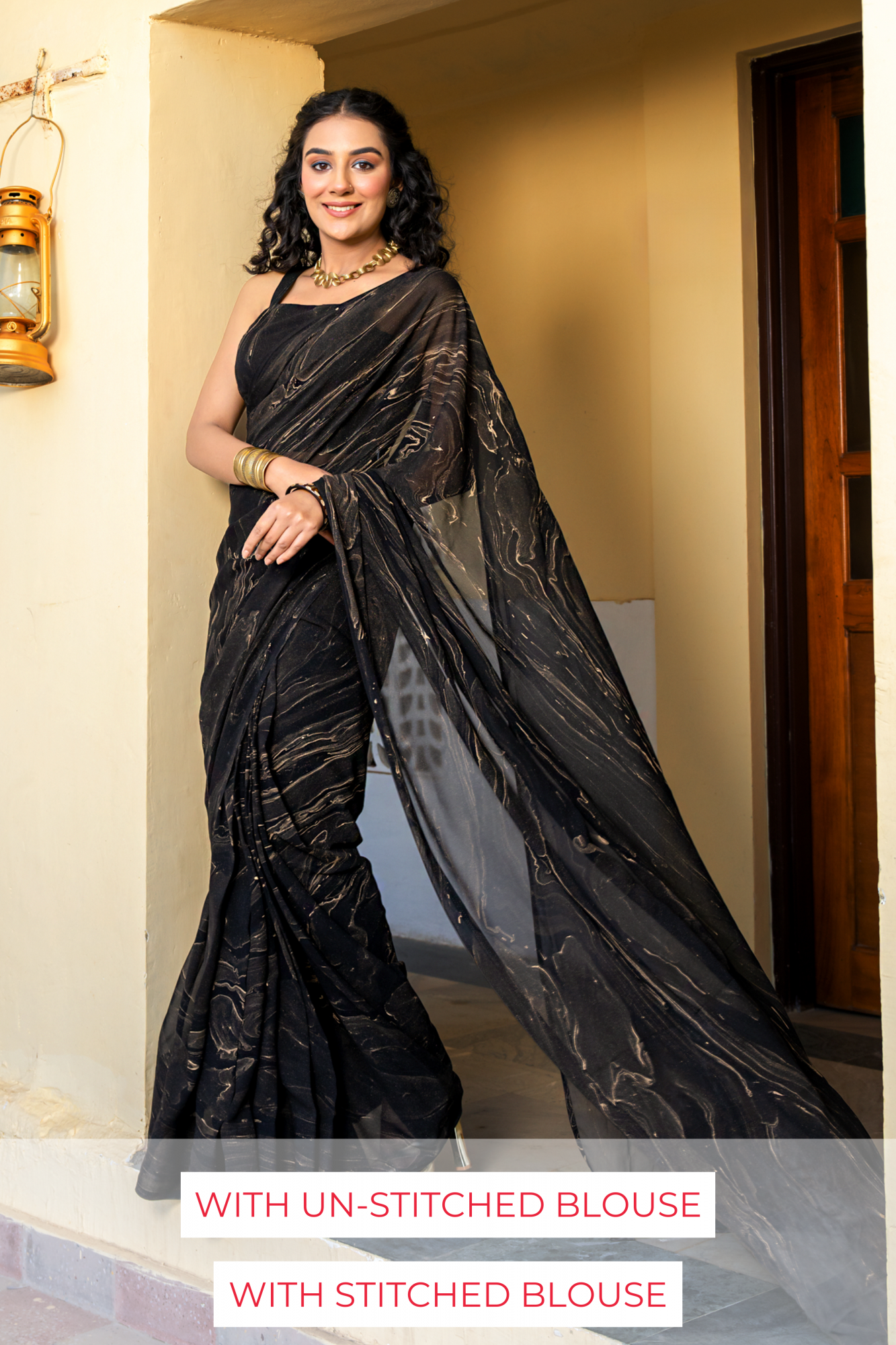 MIDNIGHT MARBLE GEORGETTE SAREE