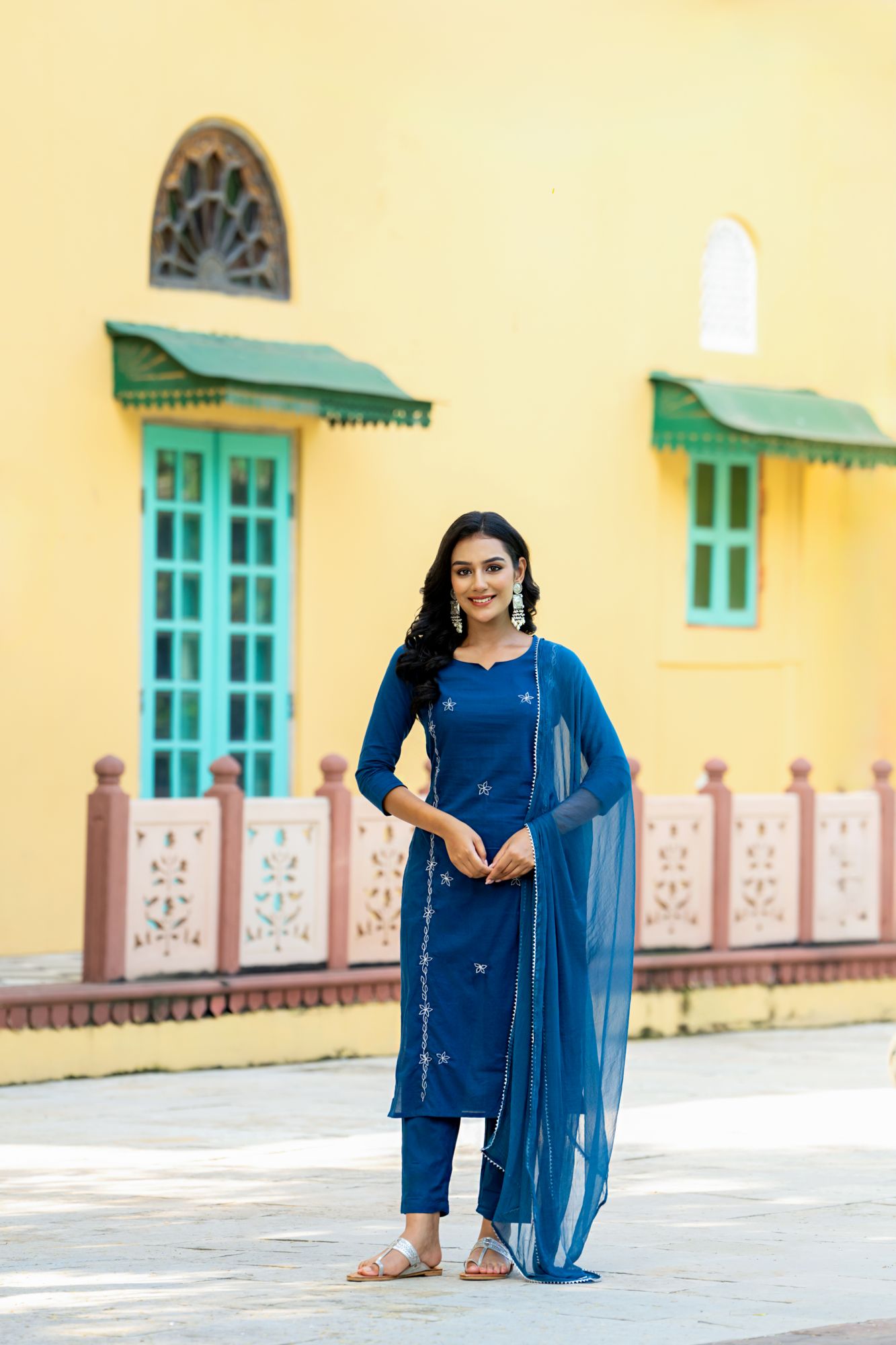 TEAL CHARM ZARI KURTA SET