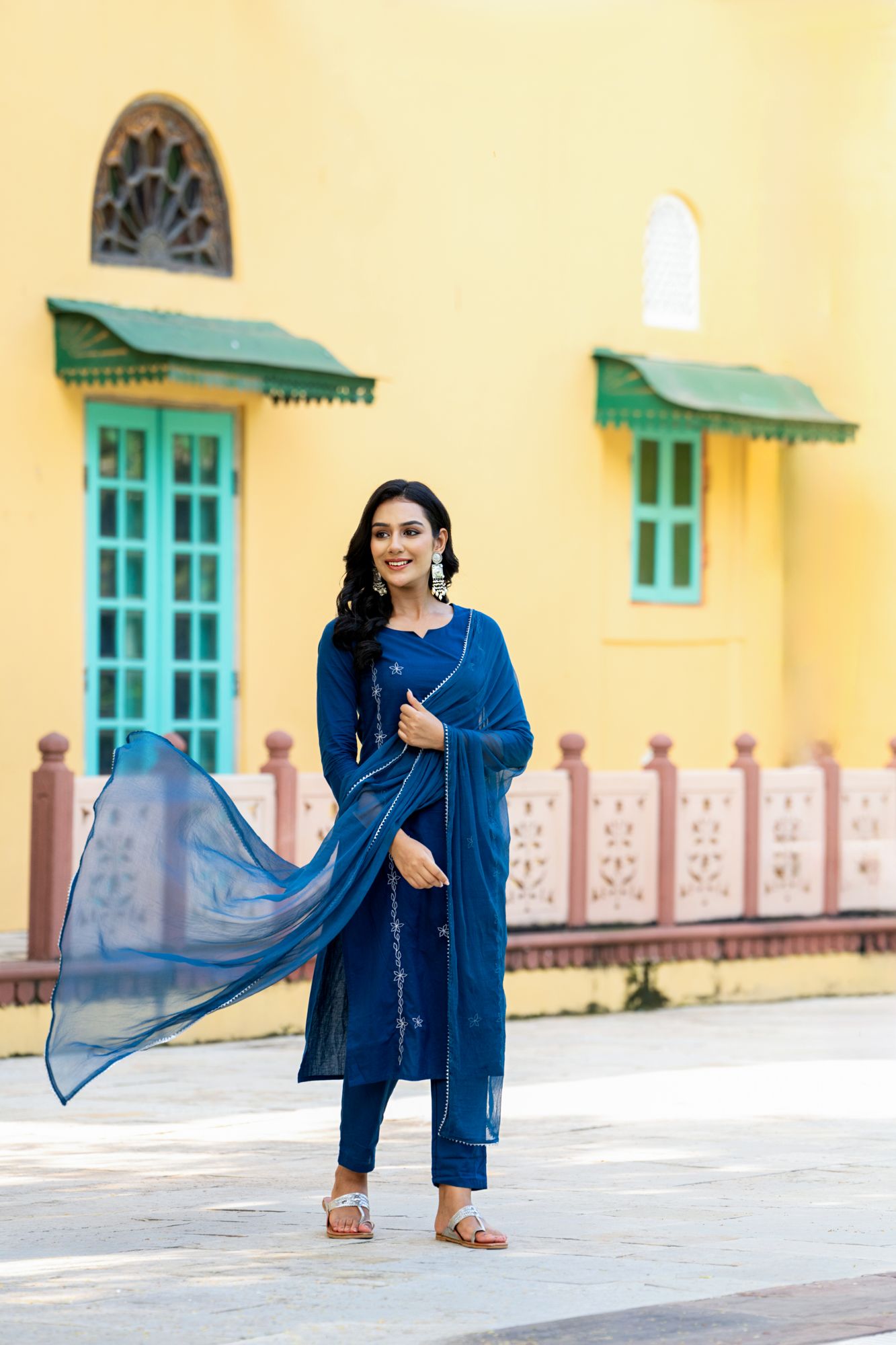 TEAL CHARM ZARI KURTA SET