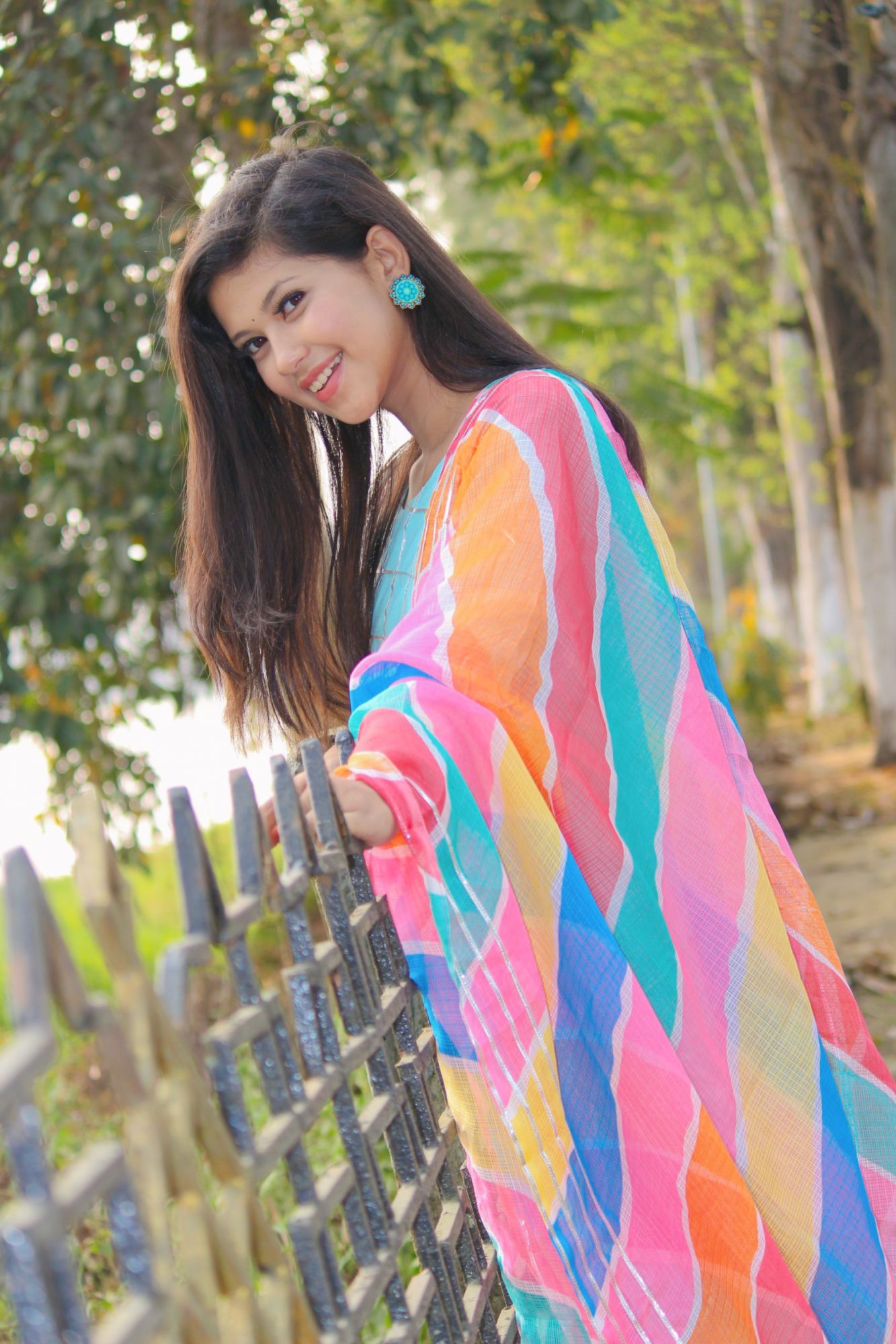 TURQUOISE BLUE KOTA DORIYA KURTA SET