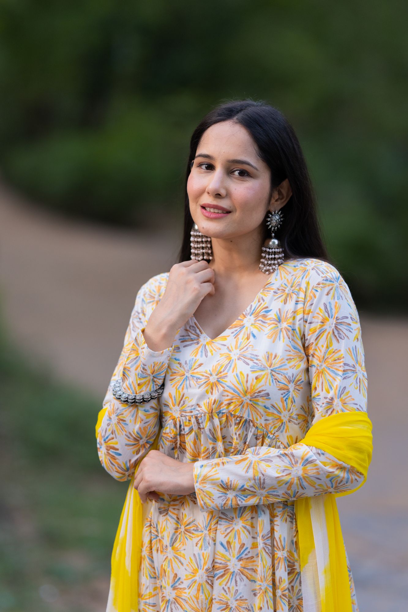 YELLOW COTTON FLORAL SUIT SET