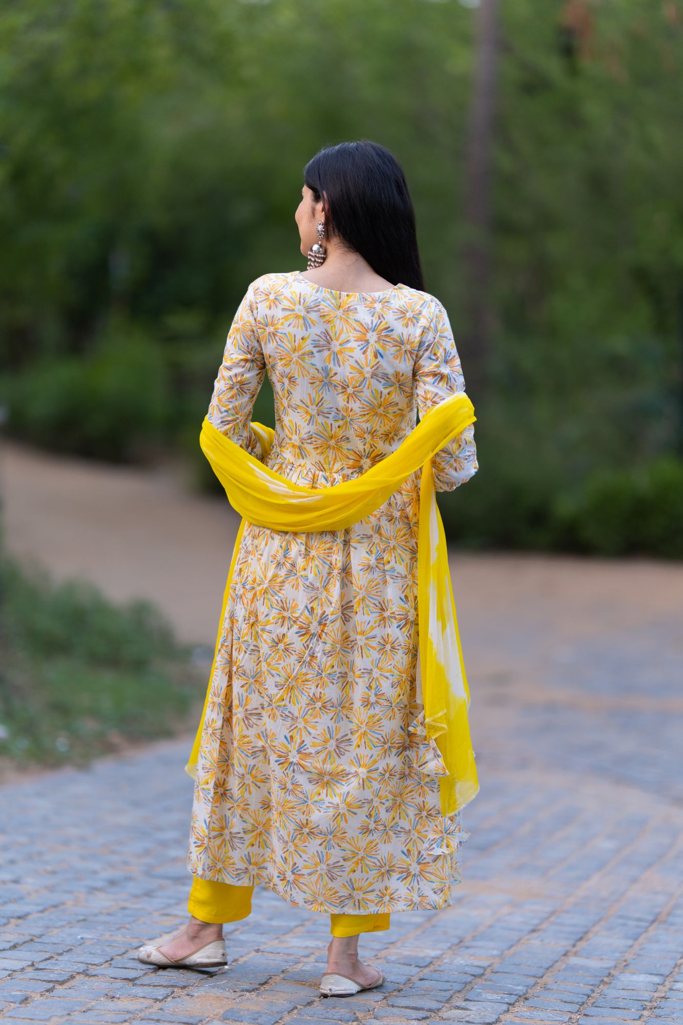 YELLOW COTTON FLORAL SUIT SET