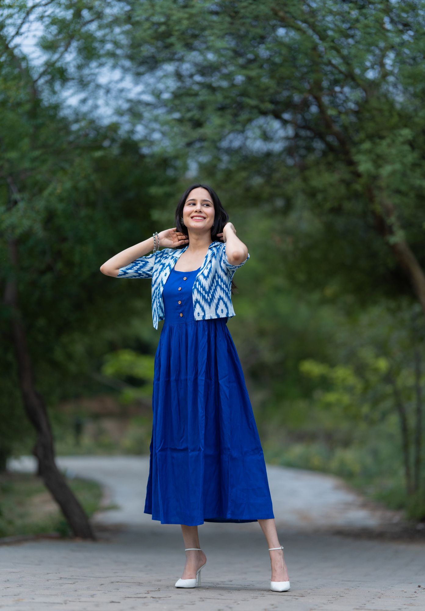 ROYAL BLUE COTTON JACKET-DRESS