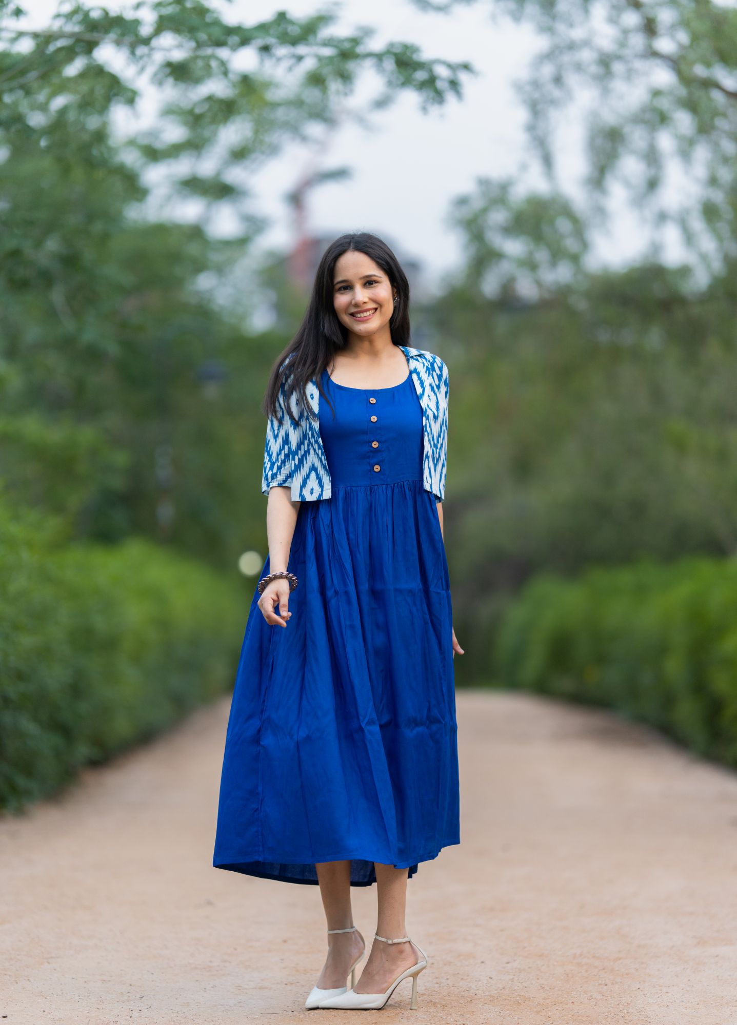 ROYAL BLUE COTTON JACKET-DRESS