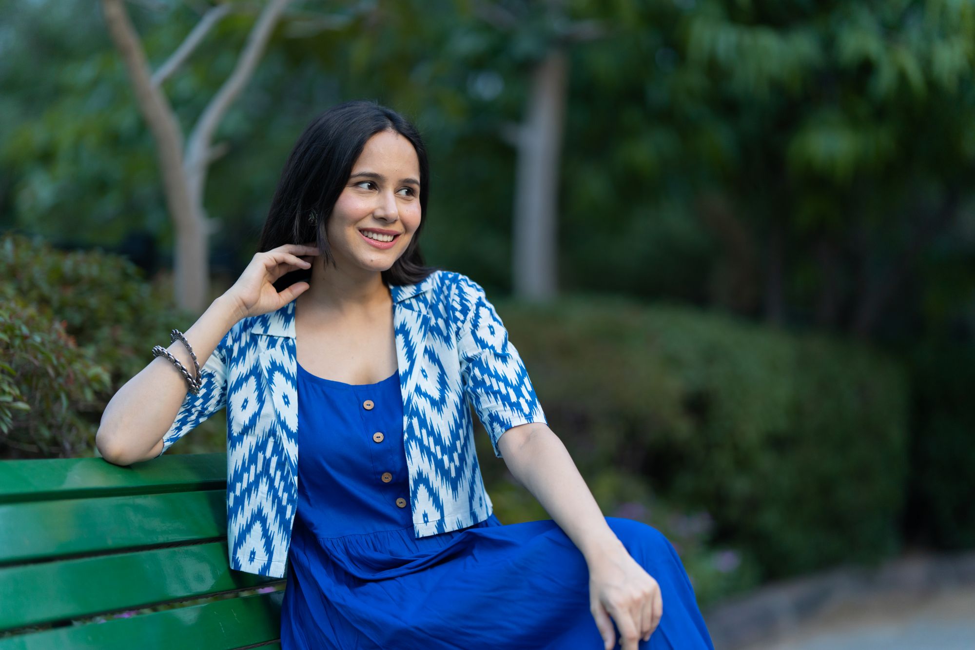 ROYAL BLUE COTTON JACKET-DRESS