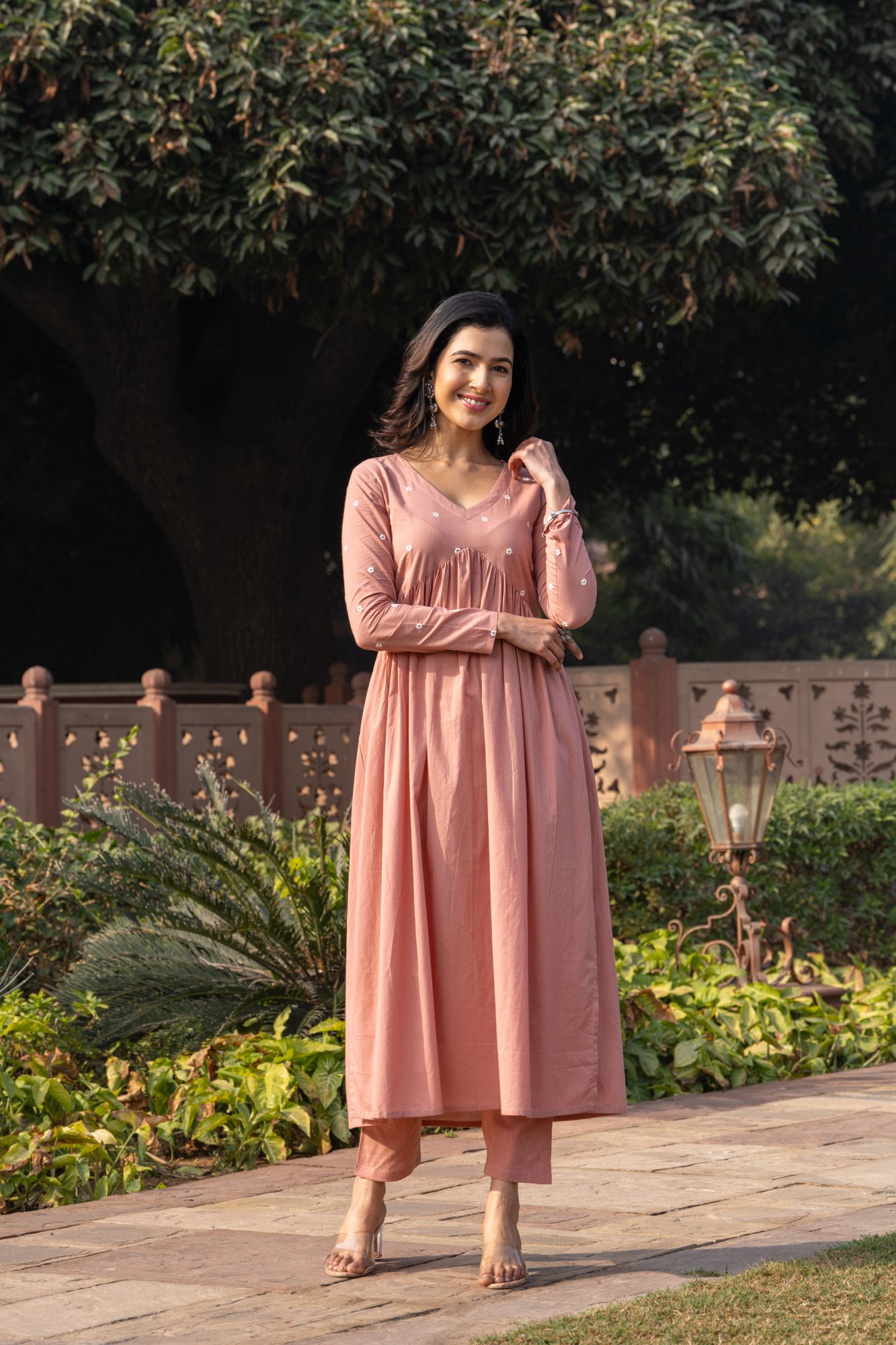 PINK EMBROIDERY KURTA SET