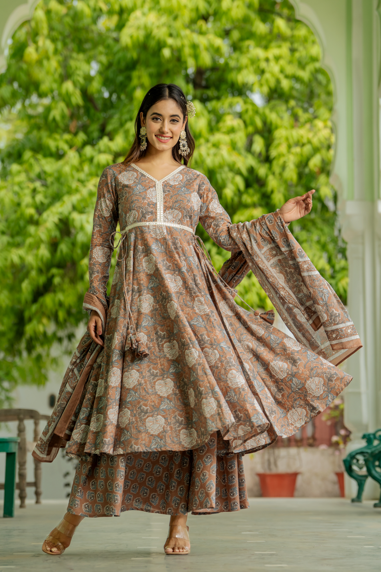 BLOSSOM BROWN PALAZZO SET