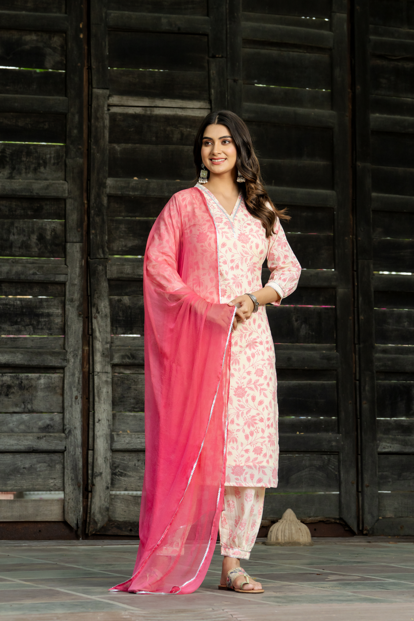 PINK CHIC FLORAL AFGHANI SET