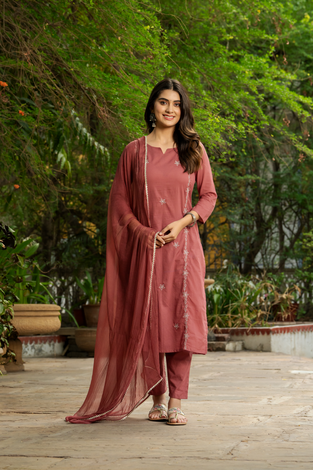 RADIANT RUST ZARI KURTA SET