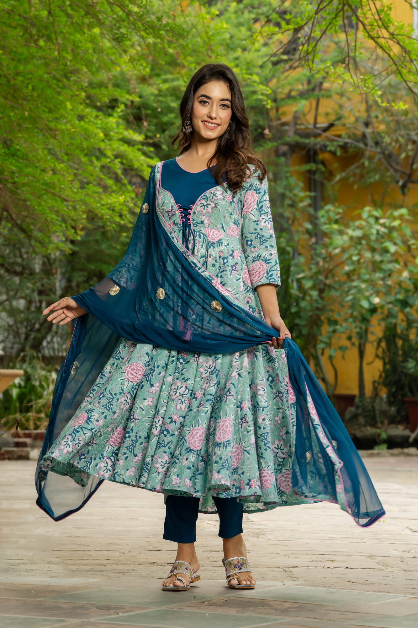 FLORAL BLISS ANARKALI SUIT SET
