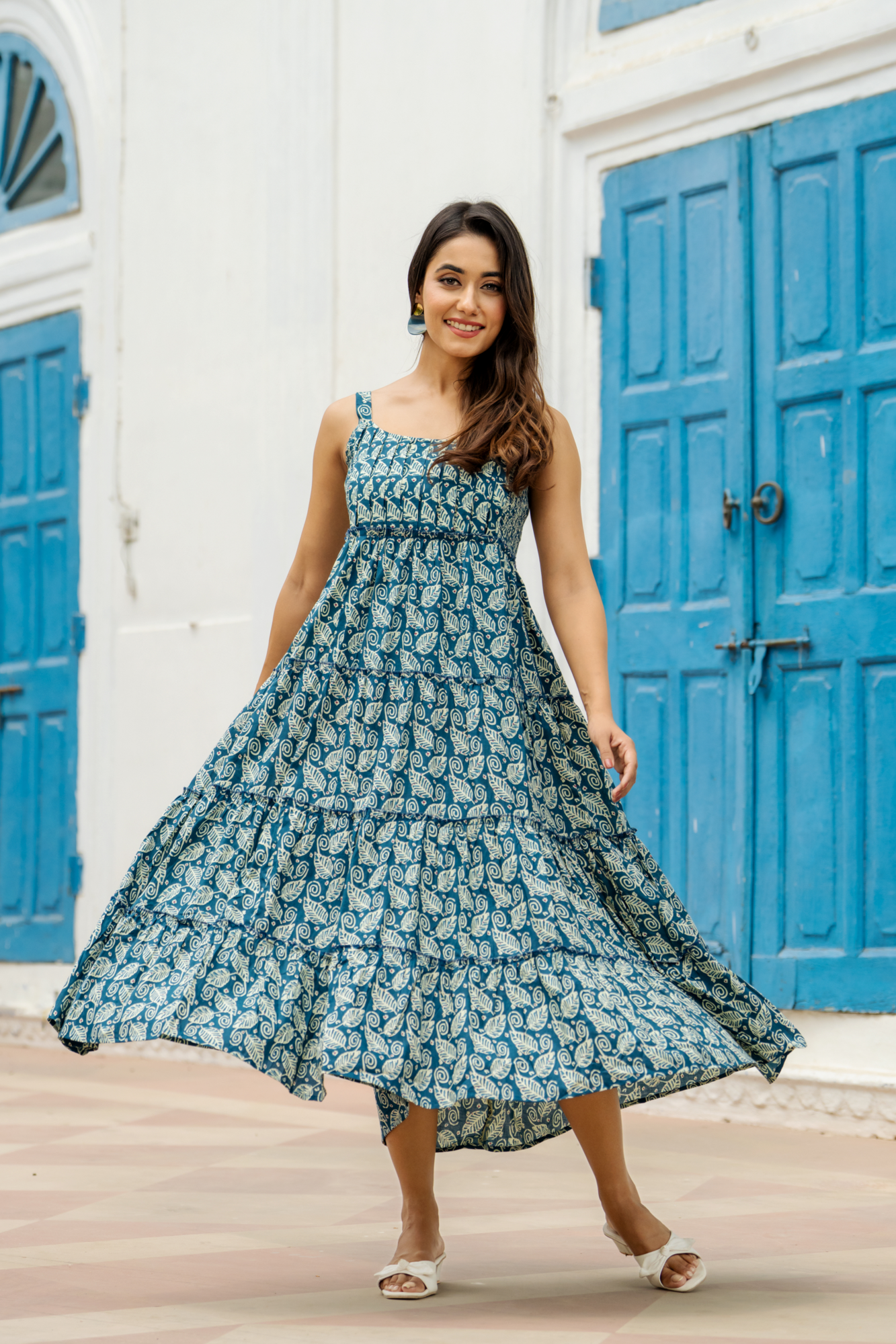 FLORAL BREEZE TEAL DRESS